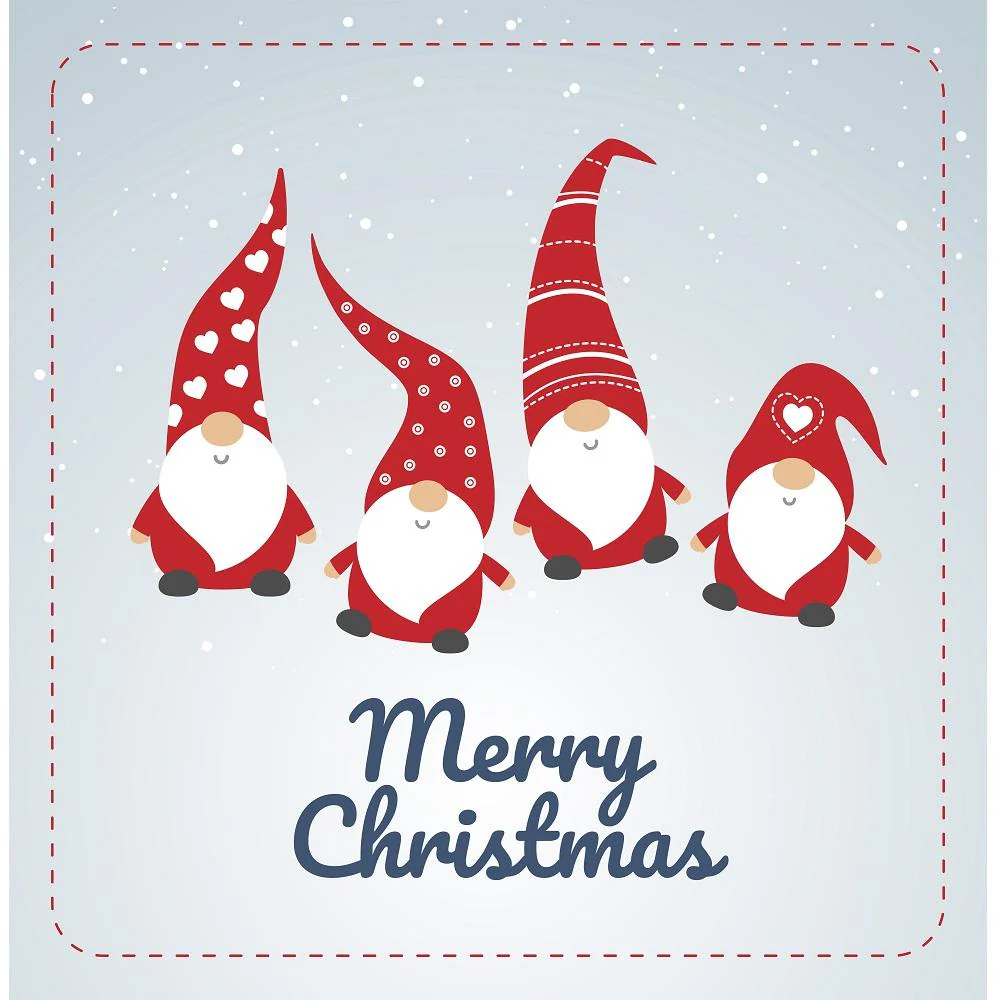 Four Christmas Gnomes Fabric Panel