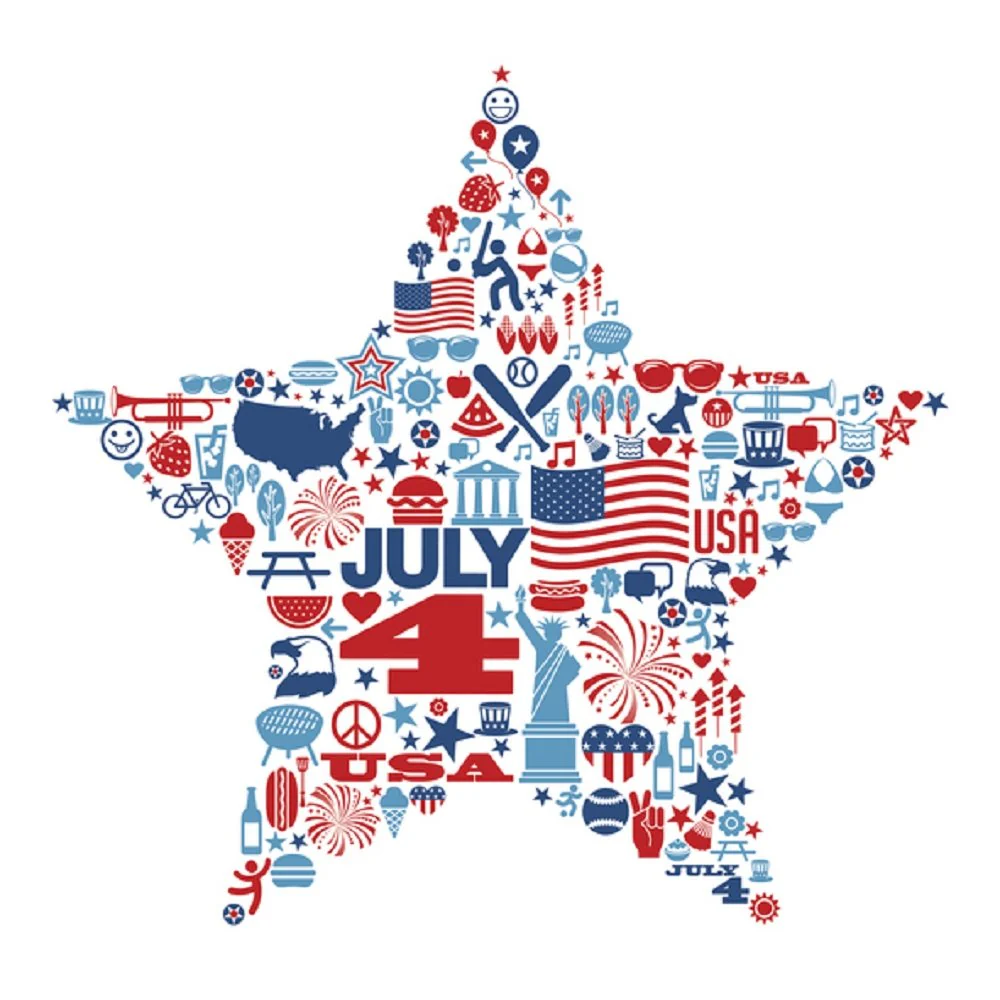 Fourth of July Icons Star Fabric Panel - White