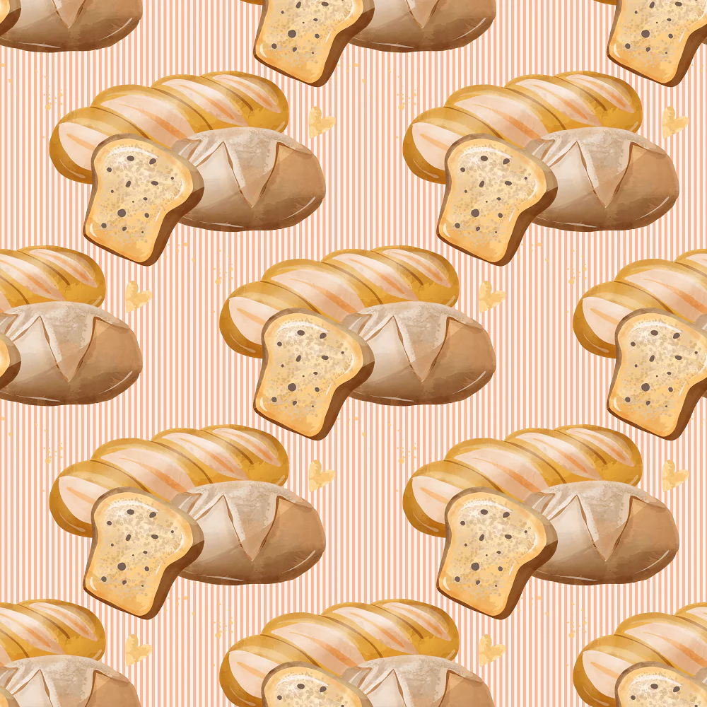 Fresh Baguettes on Vertical Striped Fabric - Peach