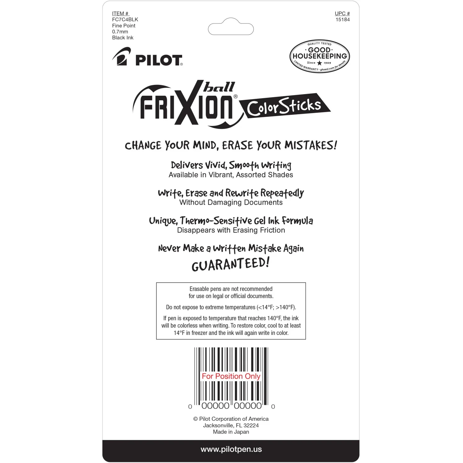 Frixion Colorsticks Erasable Gel Pens (0.7mm), 4pk - Image 3