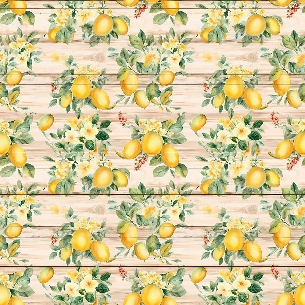 Fruits & Wood Planks Pattern #8 Fabric