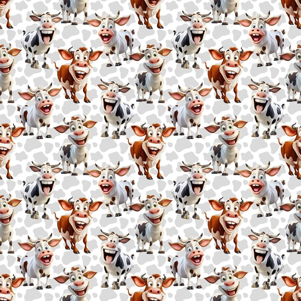 Funny Cartoon Cow Fabric
