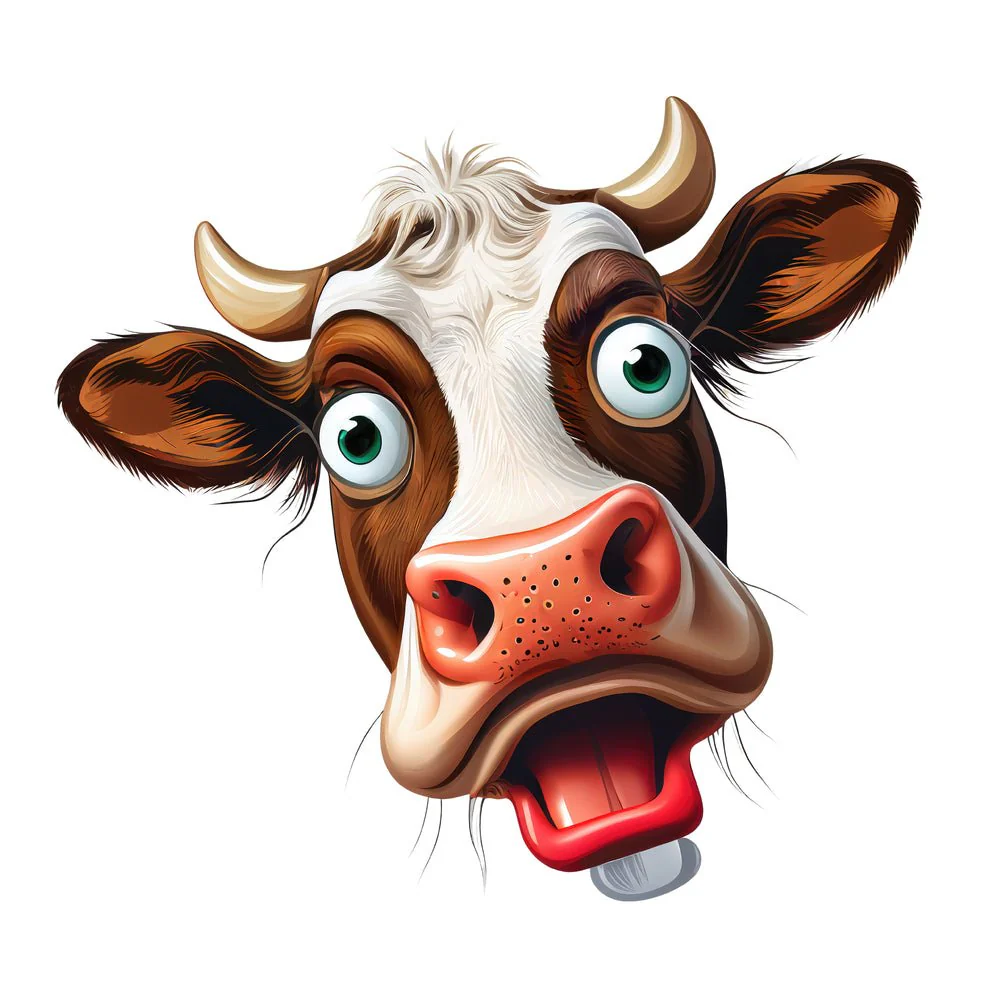 Funny Cow Face #1 Fabric Panel