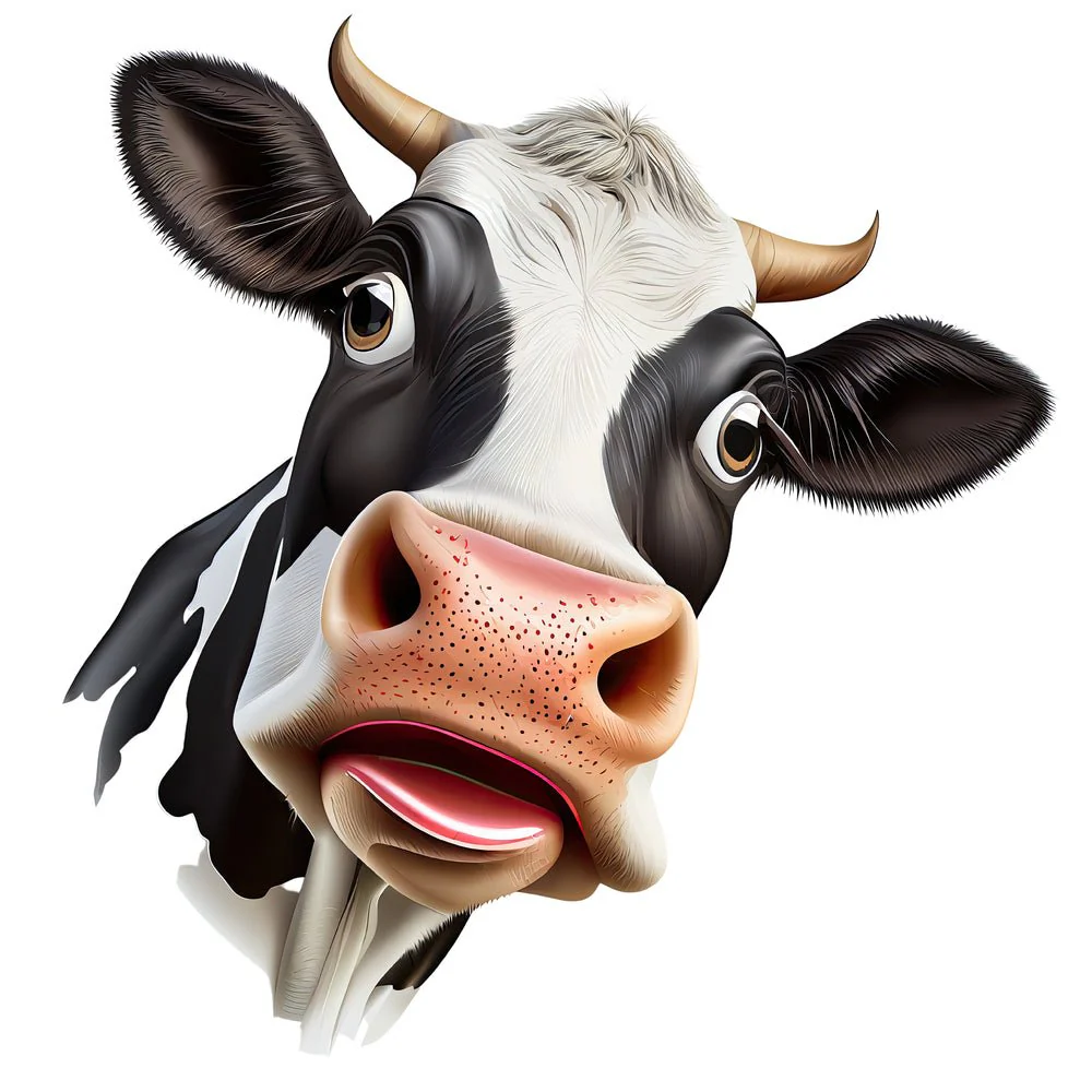Funny Cow Face #4 Fabric Panel
