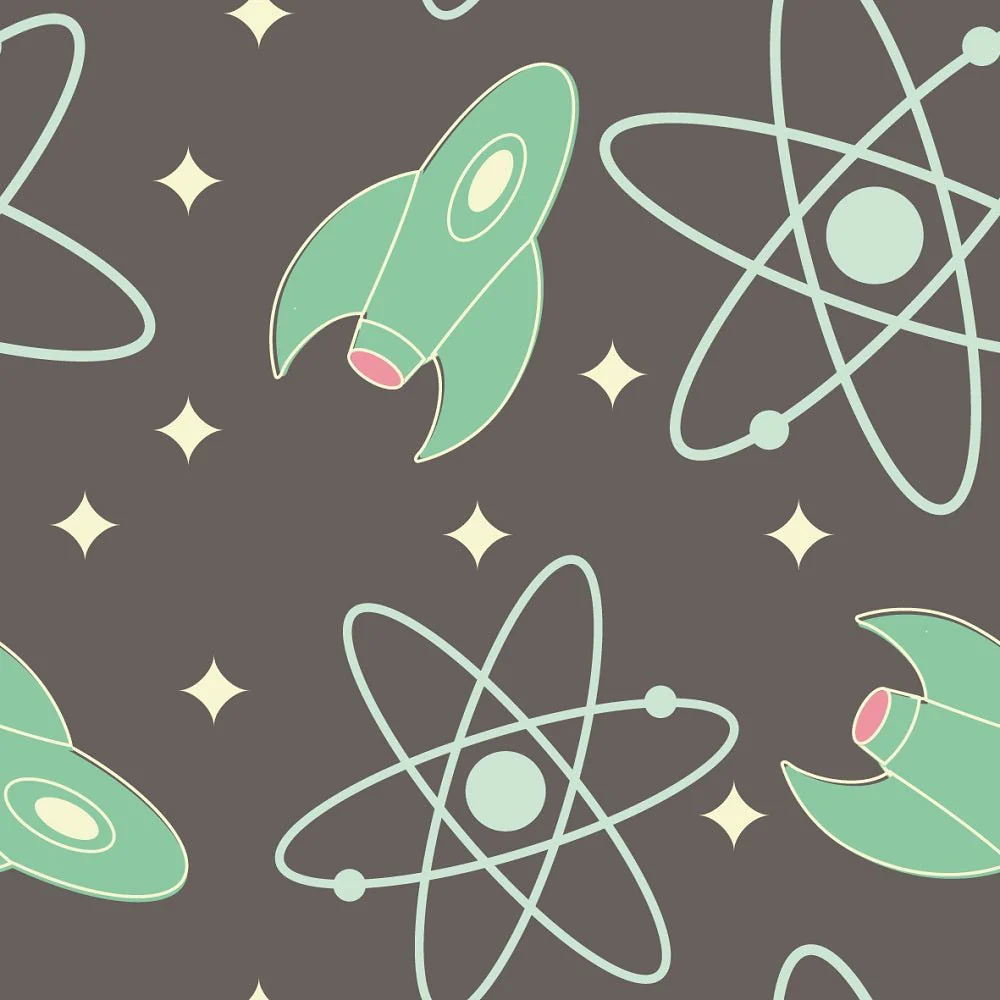 Furious 50s Atomic Fabric - Gray