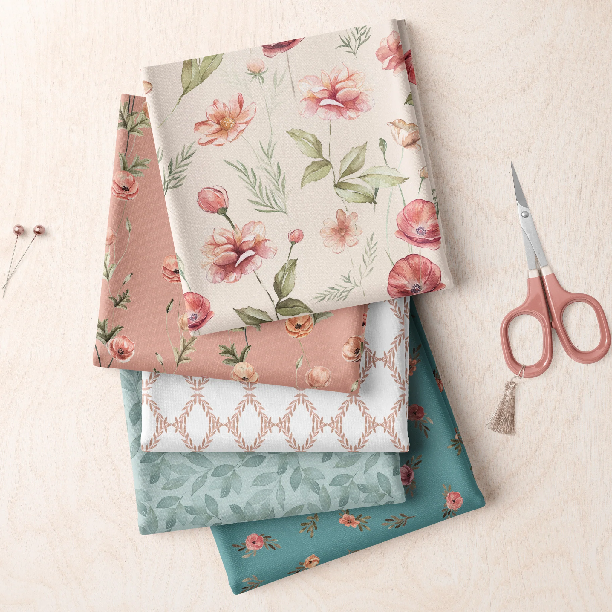 Garden of Affection Fabric Collection - Rose Bud Dark Rose - Image 4