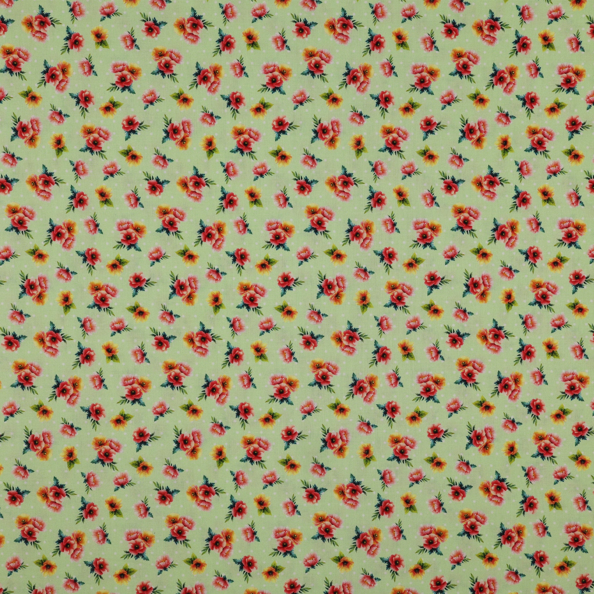 Garden Tea Fabric Collection - Garden Flower Buds Green