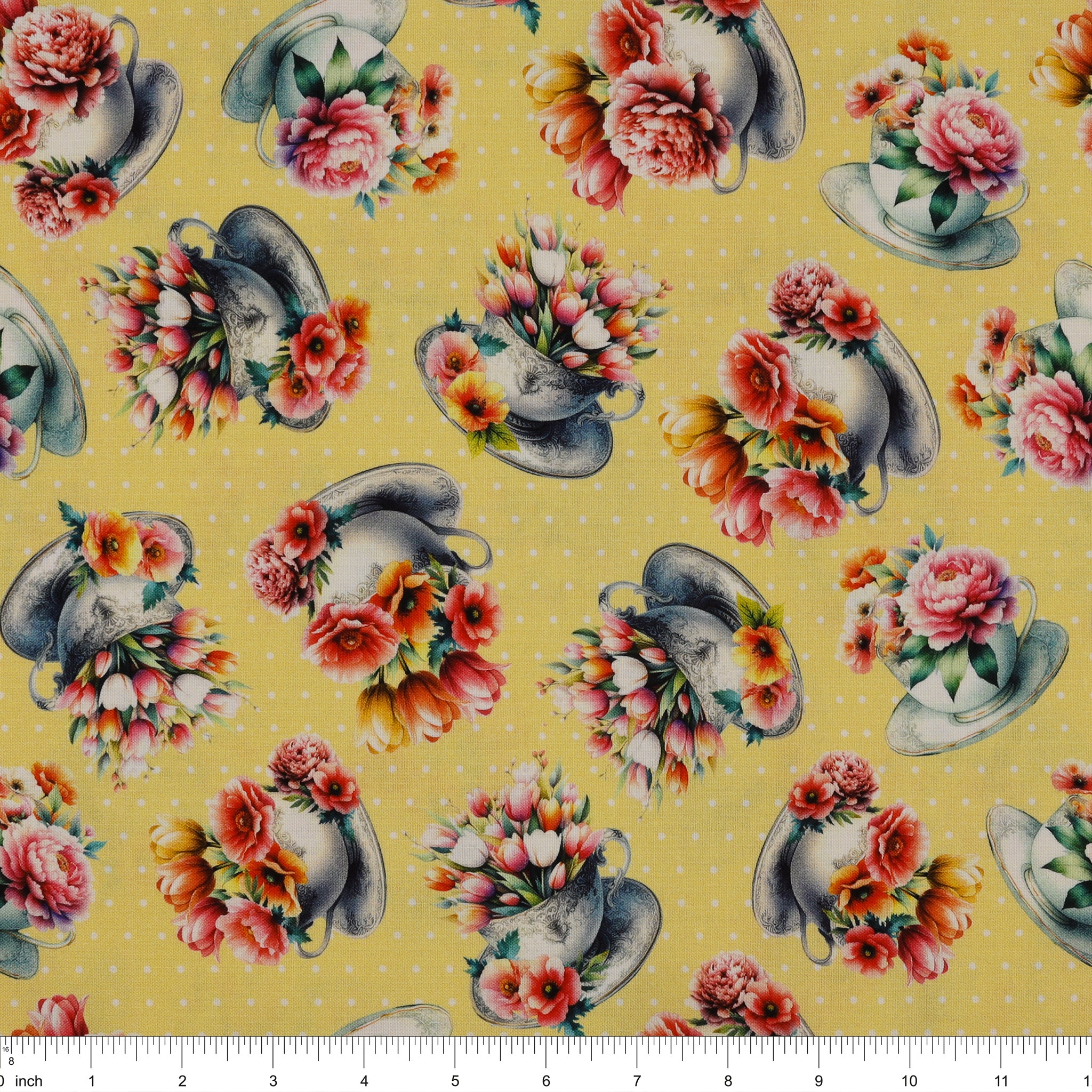Garden Tea Fabric Collection - Garden Tea Cups Yellow - Image 3