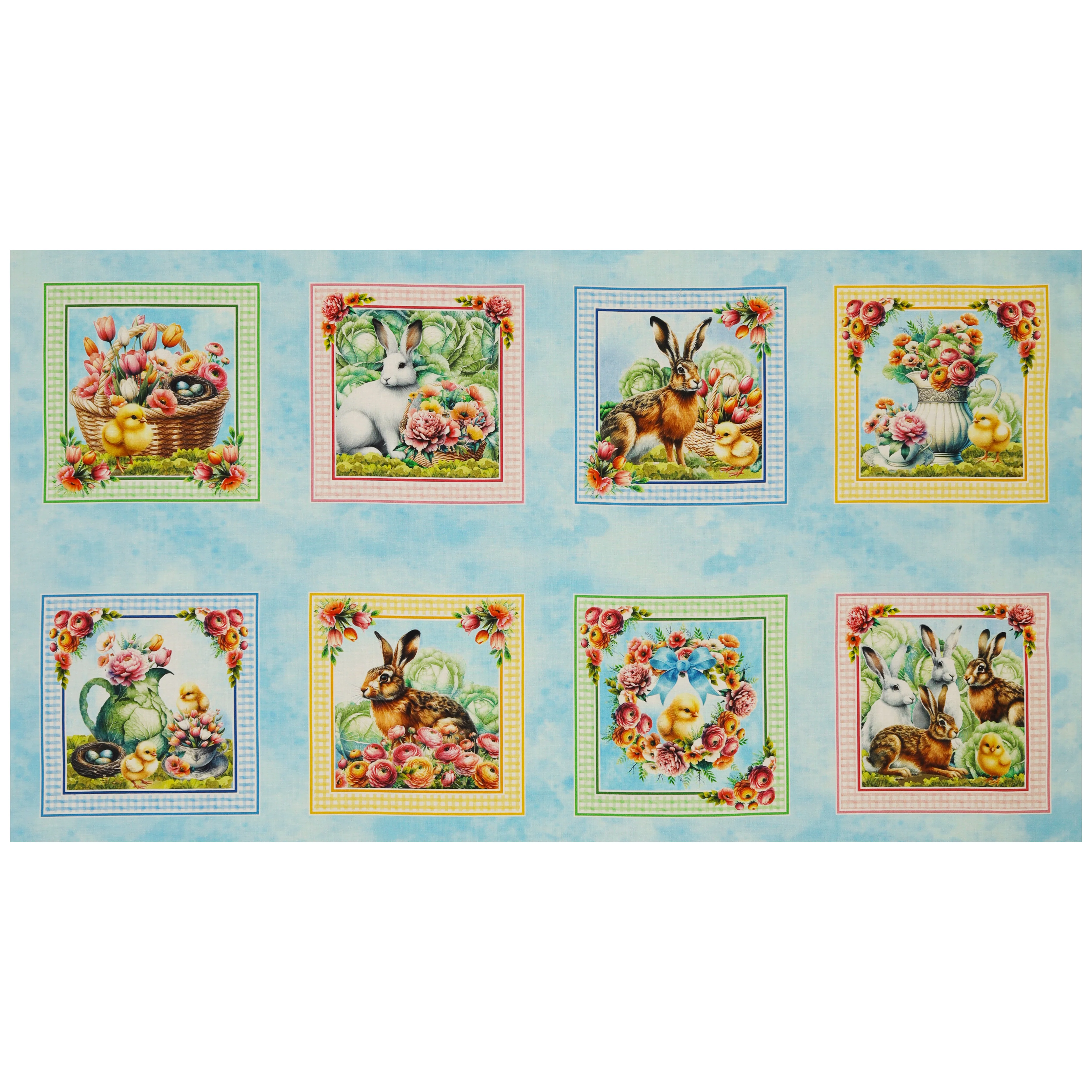 Garden Tea Fabric Collection - Garden Tea Panel Sky Blue