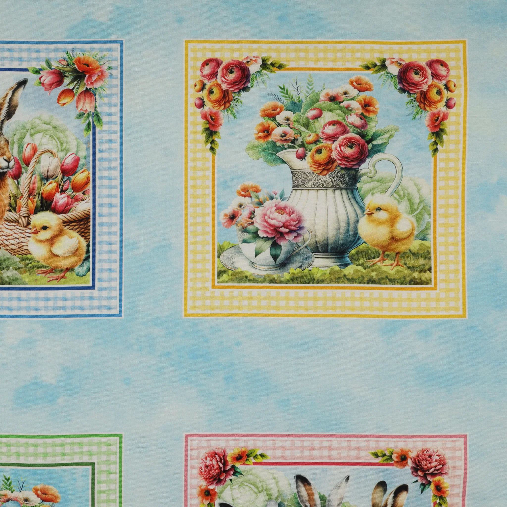 Garden Tea Fabric Collection - Garden Tea Panel Sky Blue - Image 5