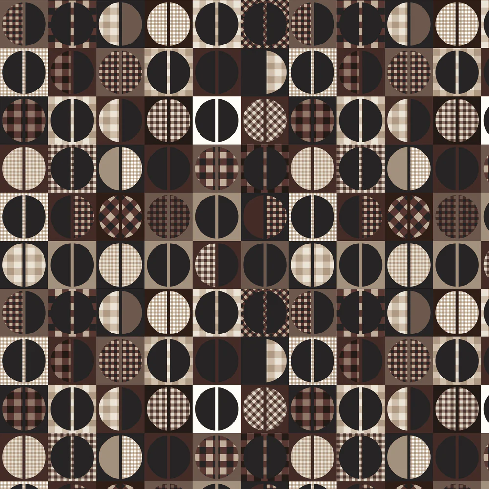 Geometric Block Coffee Fabric - Brown