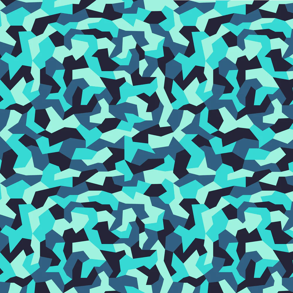 Geometric Camouflage Fabric - Blue