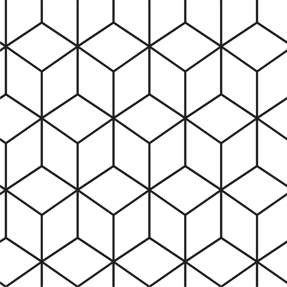Geometric Cubes Fabric - Black/White