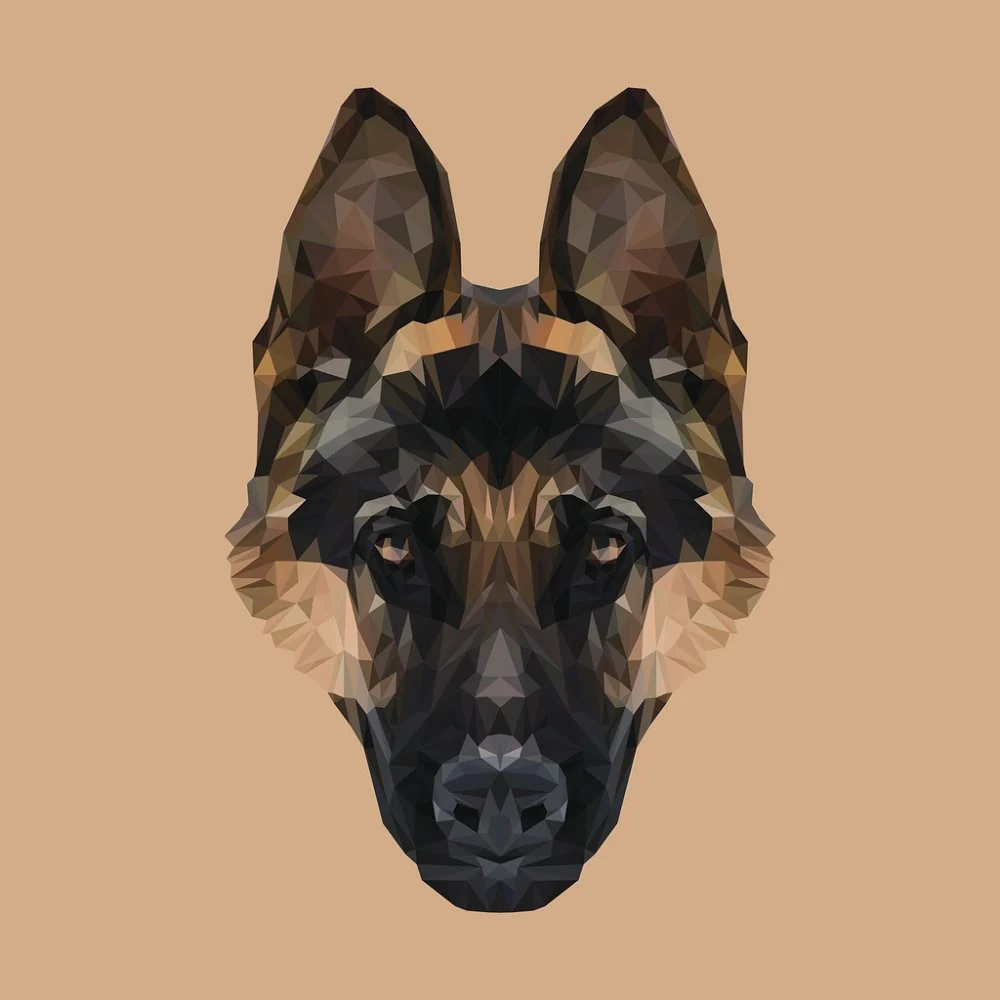 German Shepherd Crystalized Portrait Fabric Panel
