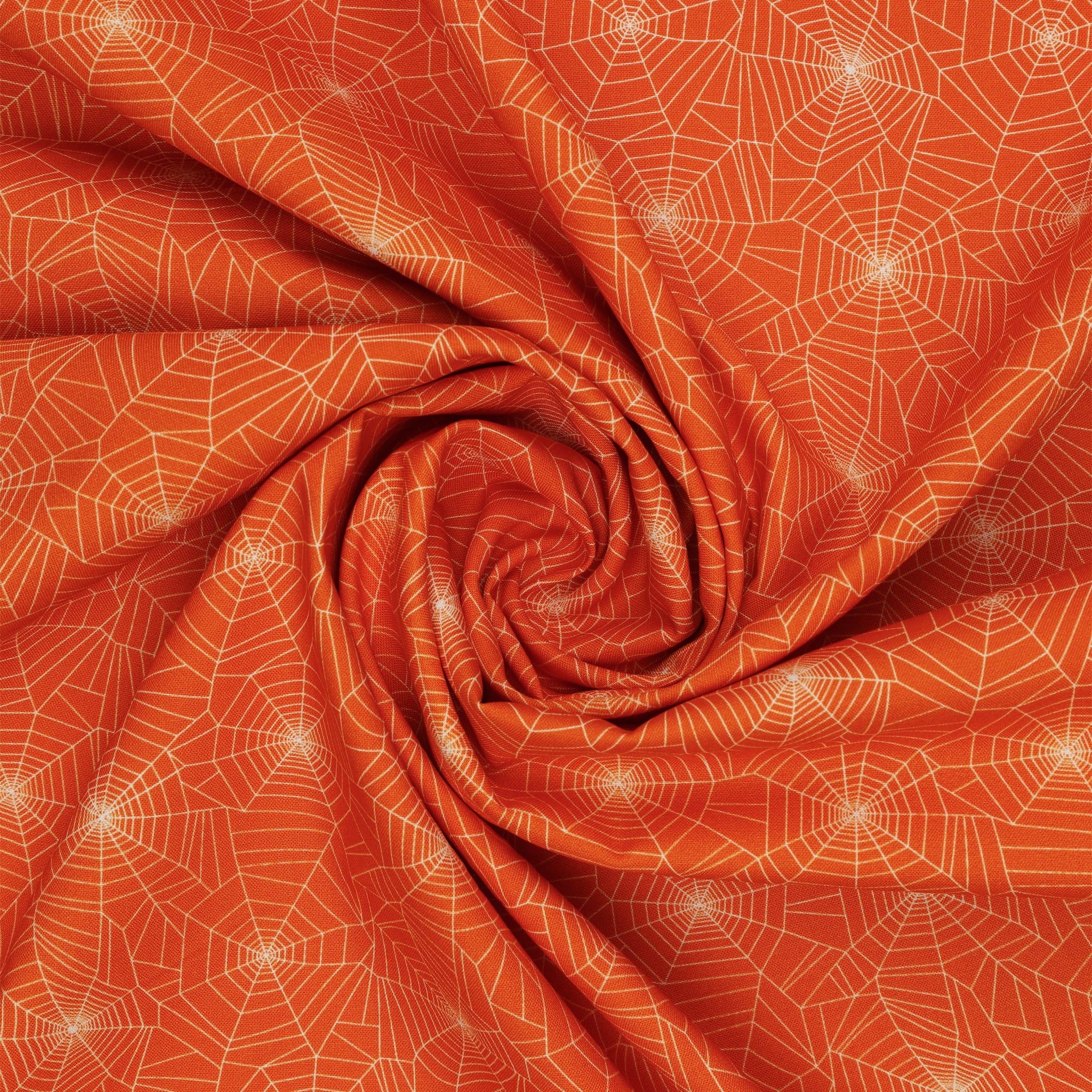 Ghostly Soiree Fabric Collection - Ghostly Cobwebs Orange - Image 2