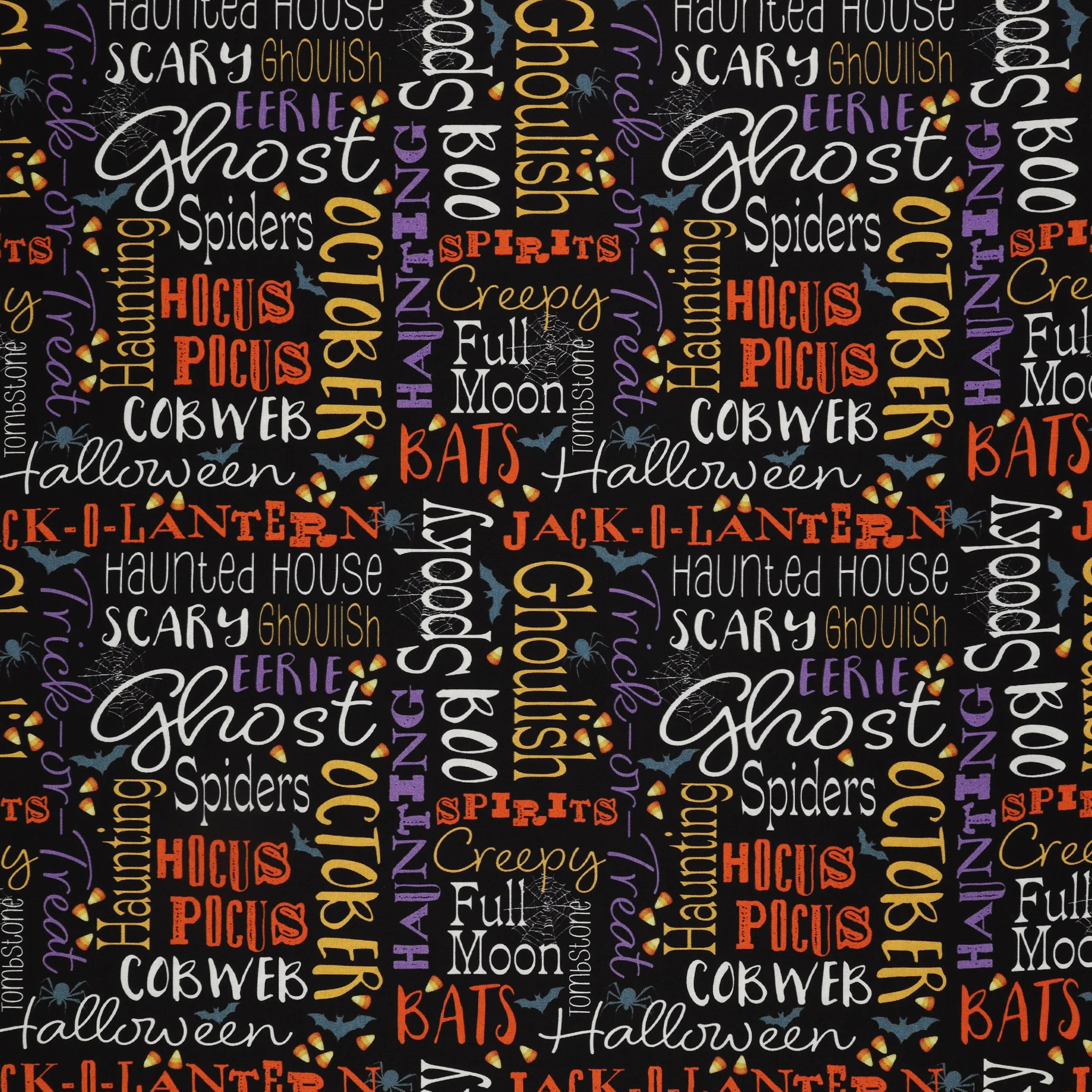 Ghostly Soiree Fabric Collection - Ghostly Words Black