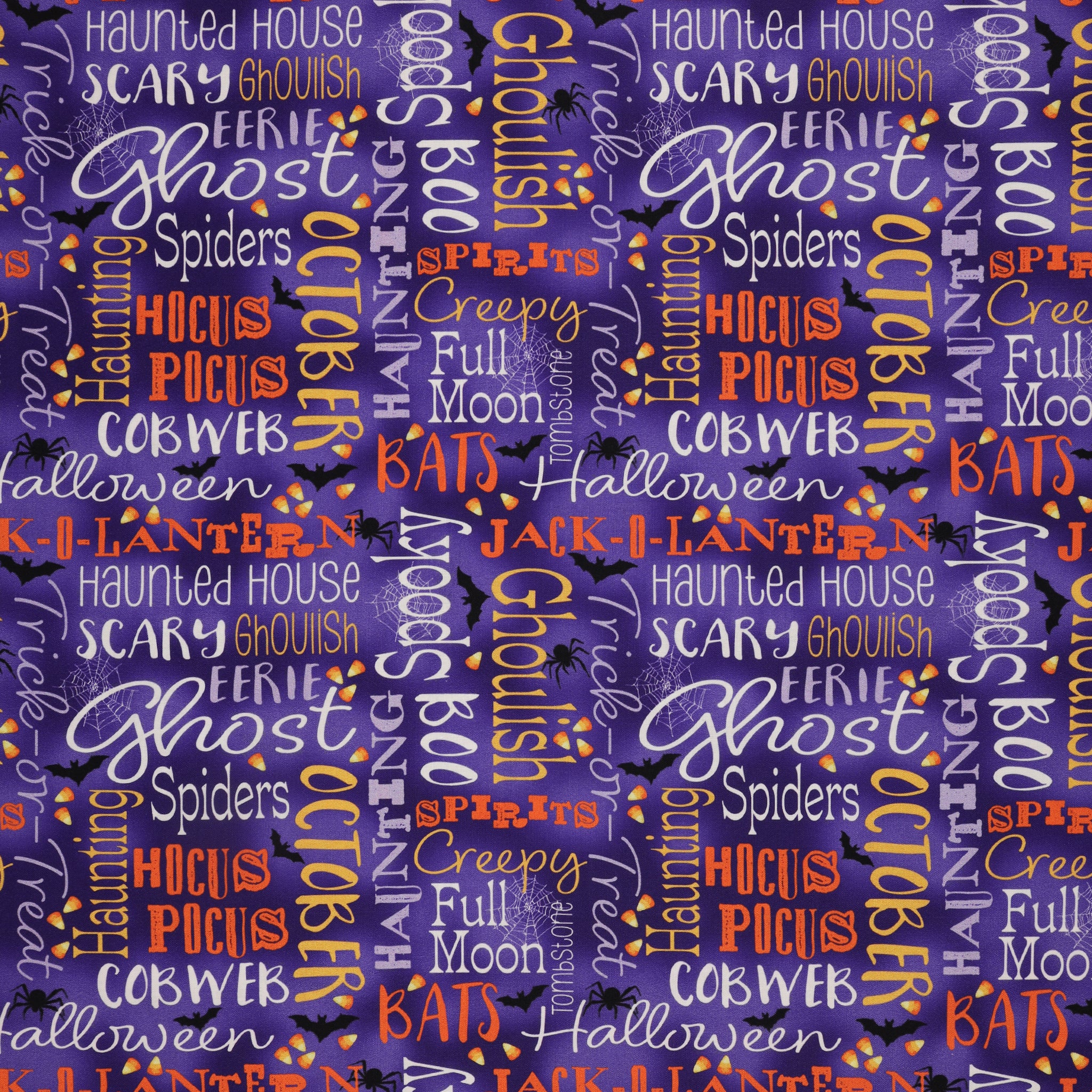 Ghostly Soiree Fabric Collection - Ghostly Words Purple