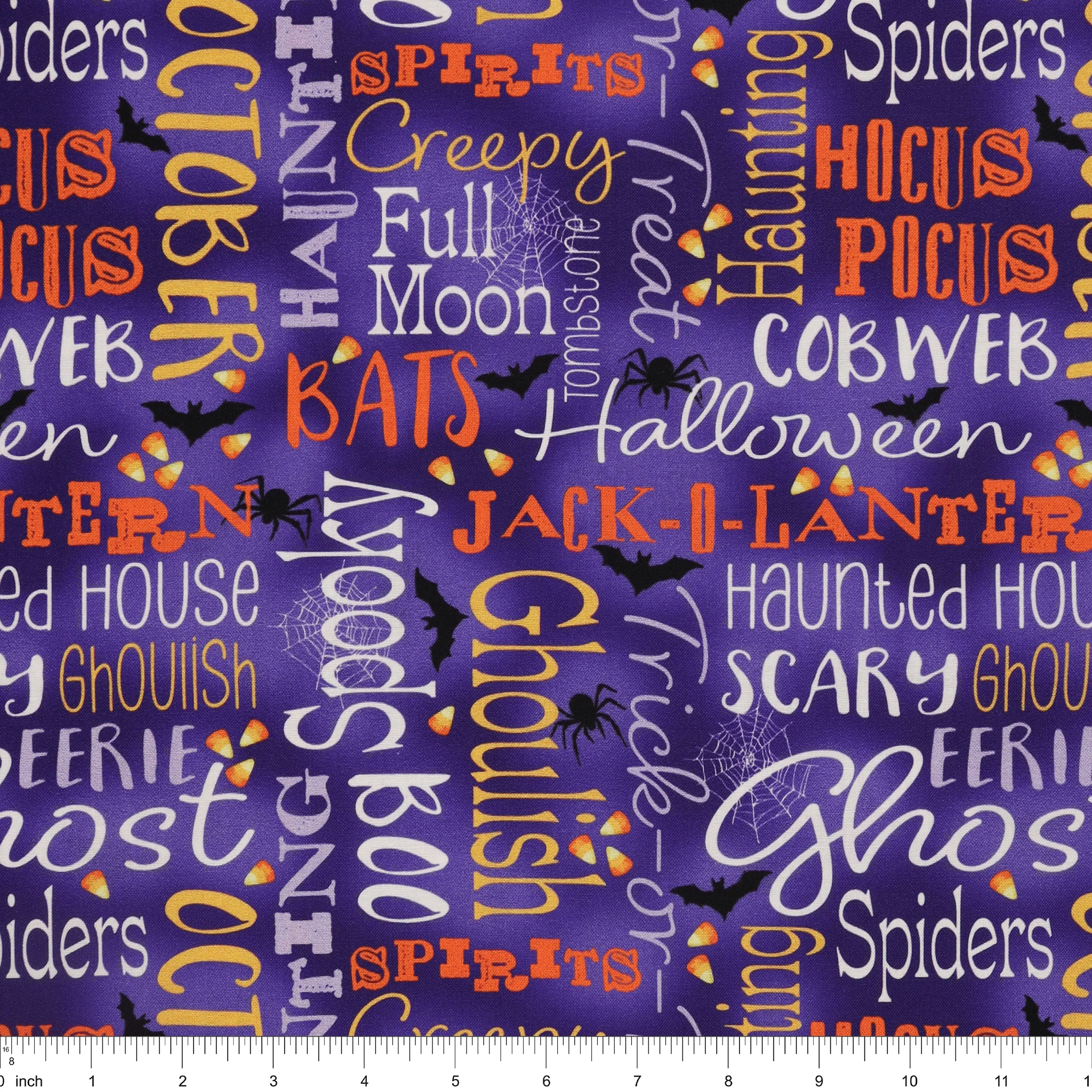 Ghostly Soiree Fabric Collection - Ghostly Words Purple - Image 3