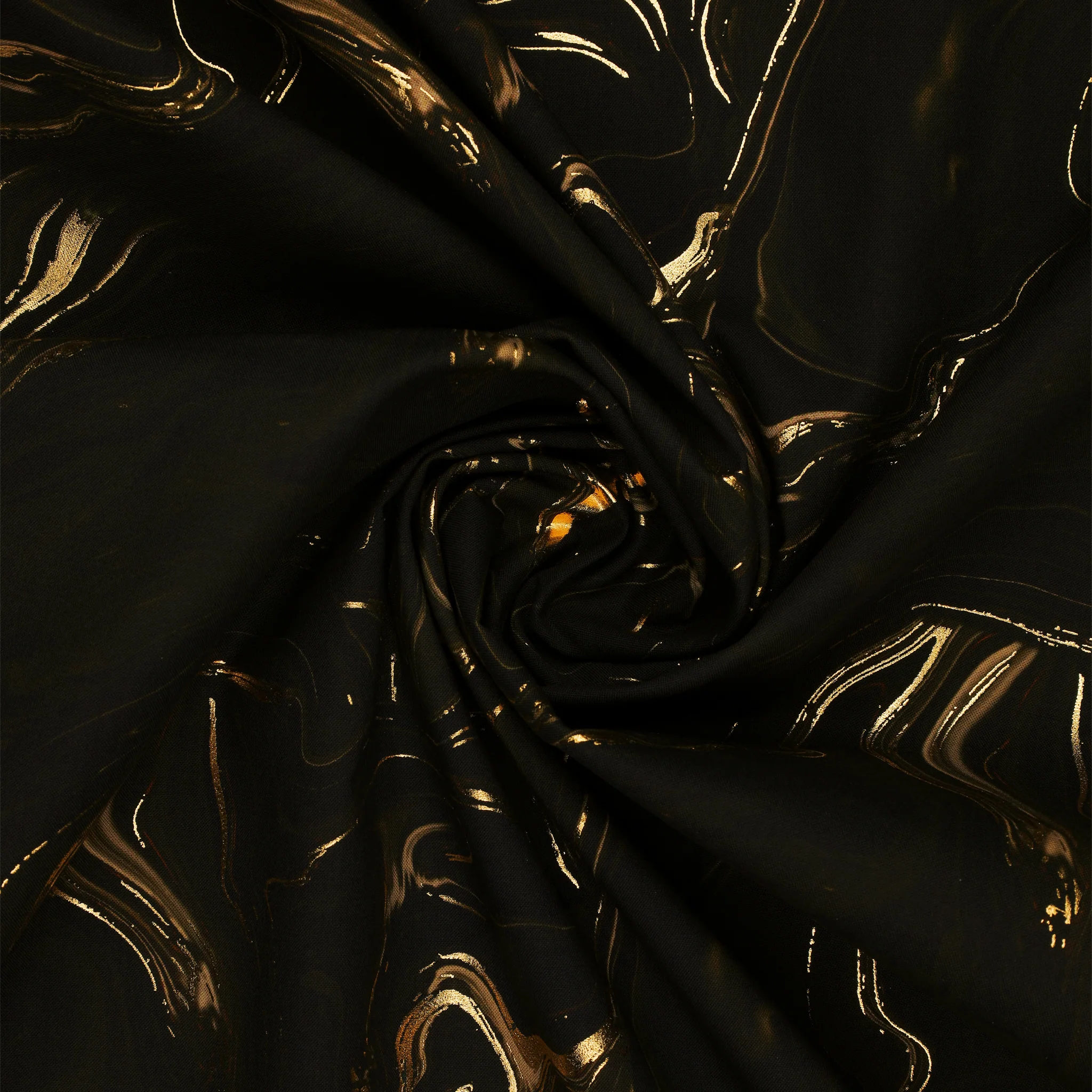 Gilded Fabric Collection - Ripples Metallic Ink Black - Image 2