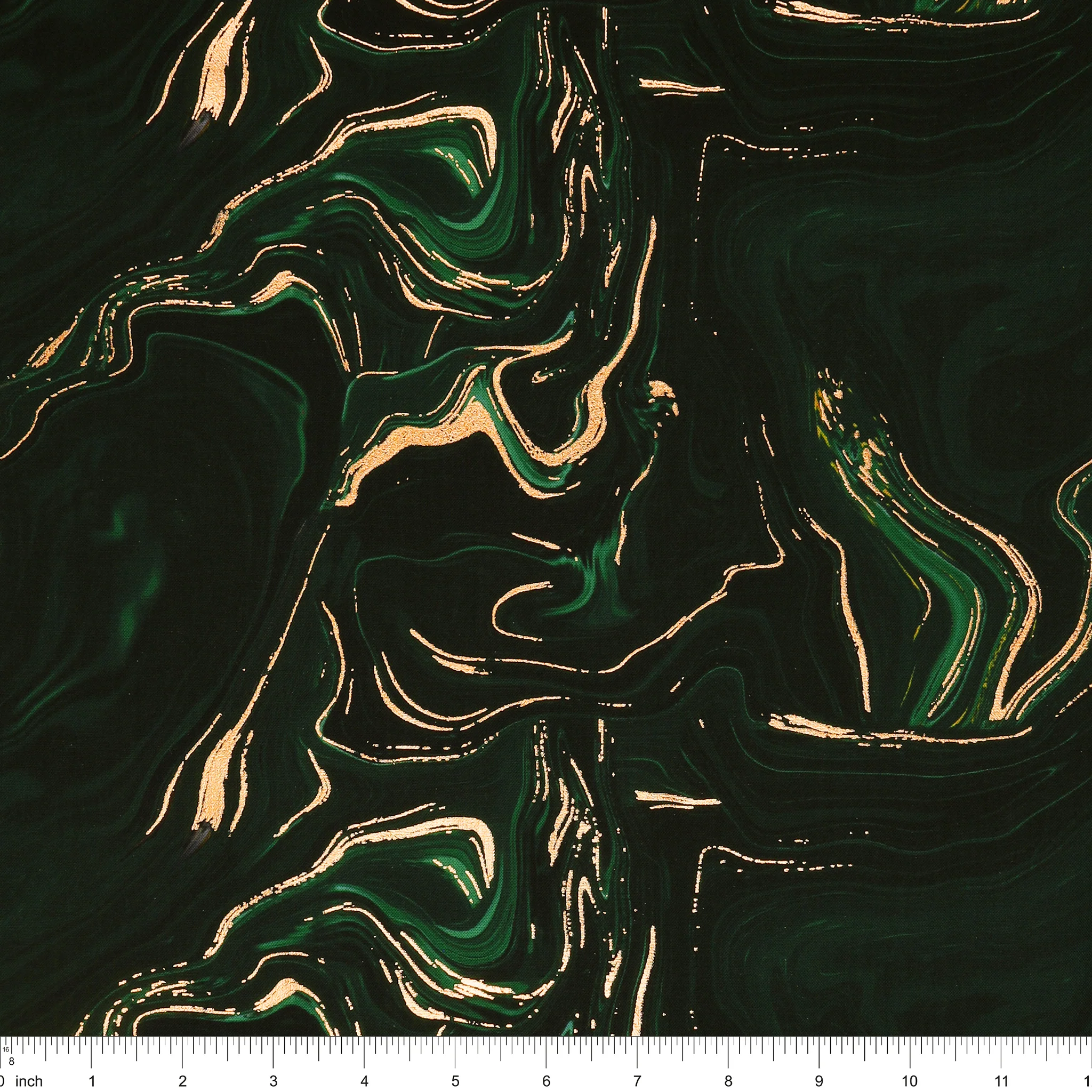 Gilded Fabric Collection - Ripples Metallic Ink Green - Image 3