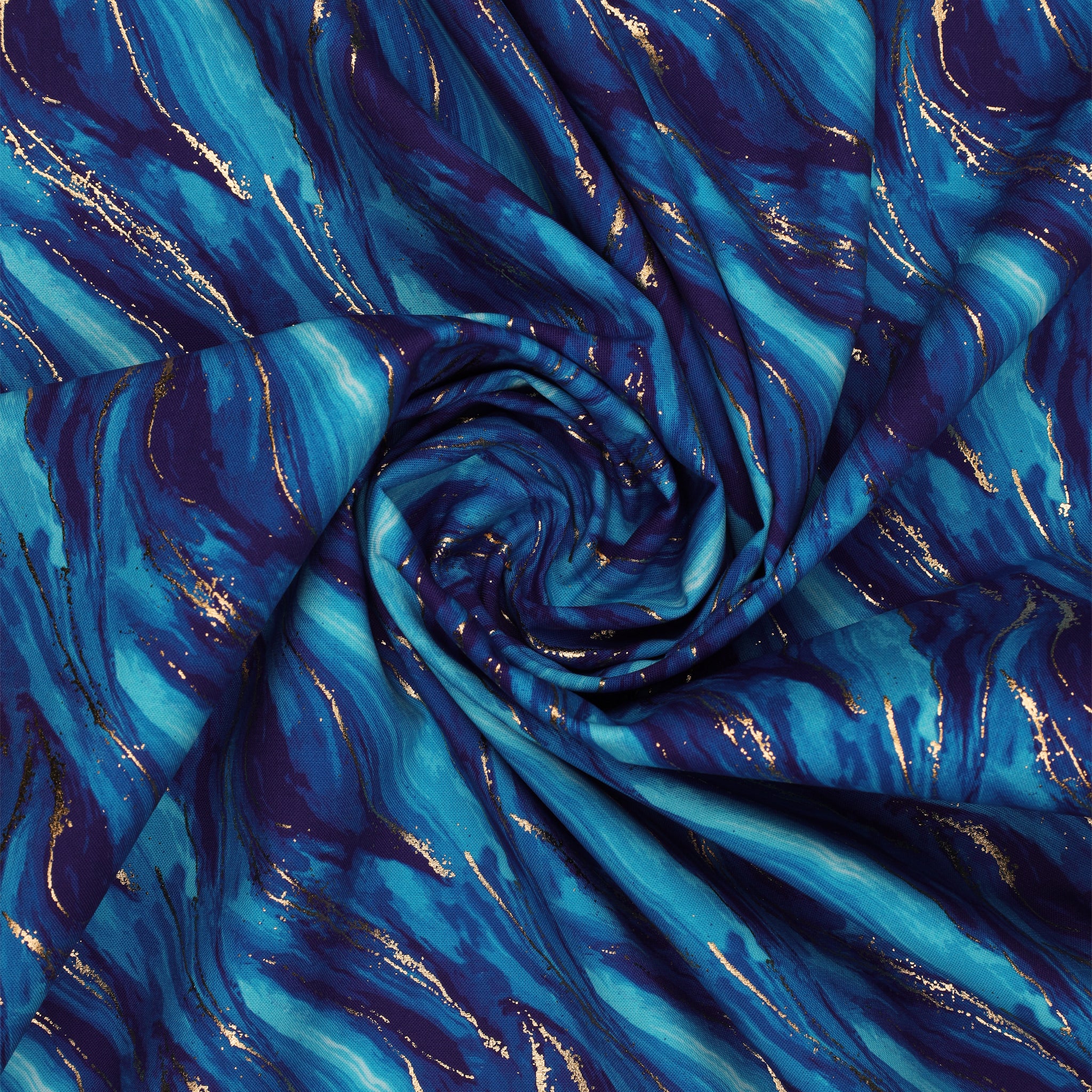 Gilded Fabric Collection - Waves Metallic Ink Blue - Image 2