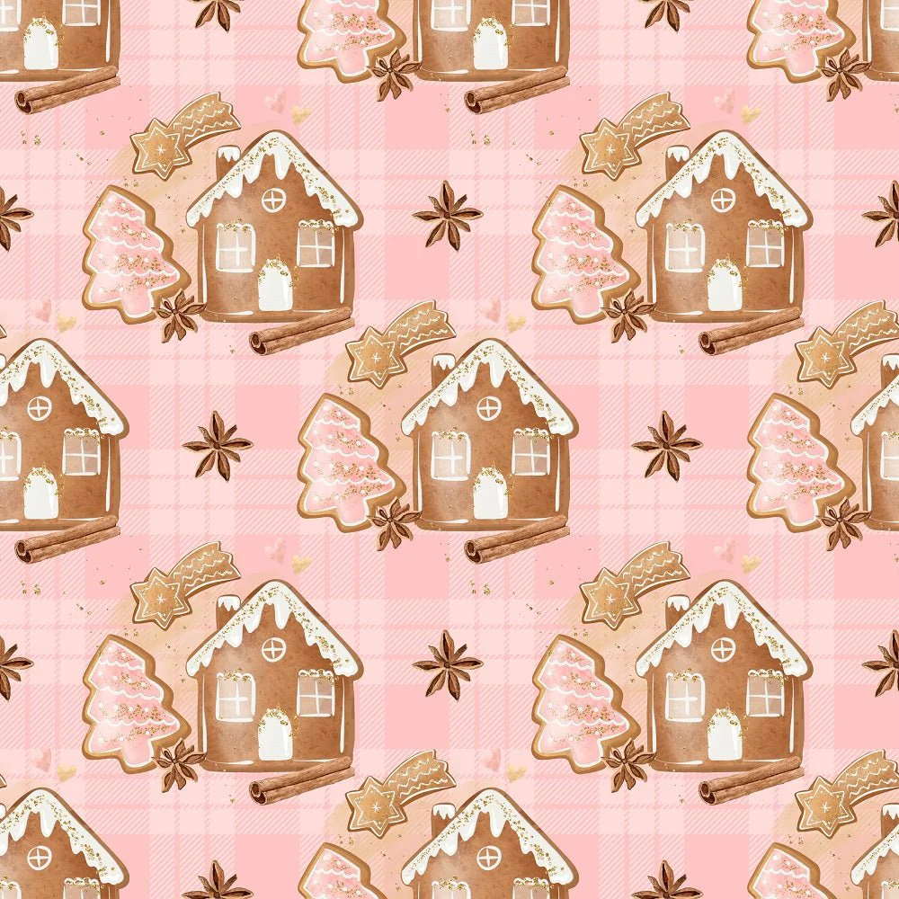 Gingerbread Arrangement On Plaid Fabric - Pink