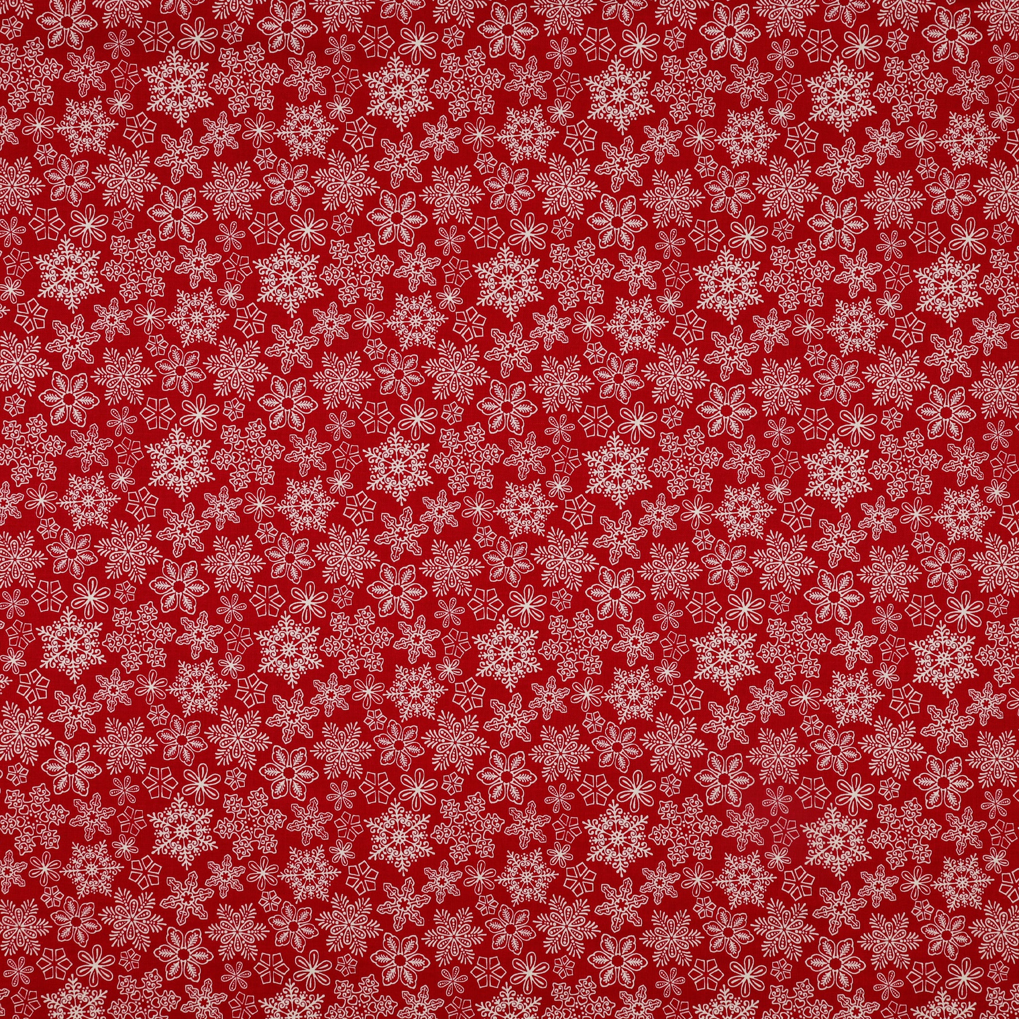 Gingerbread Lane Fabric Collection - Snowflakes Christmas Red