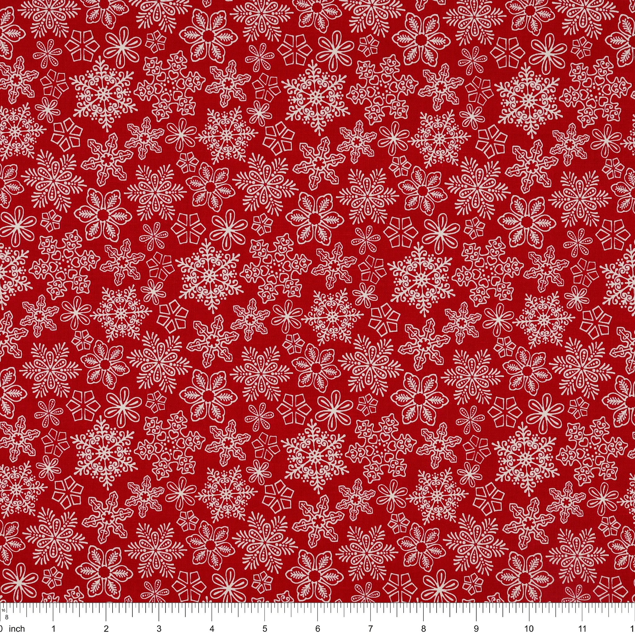 Gingerbread Lane Fabric Collection - Snowflakes Christmas Red - Image 3