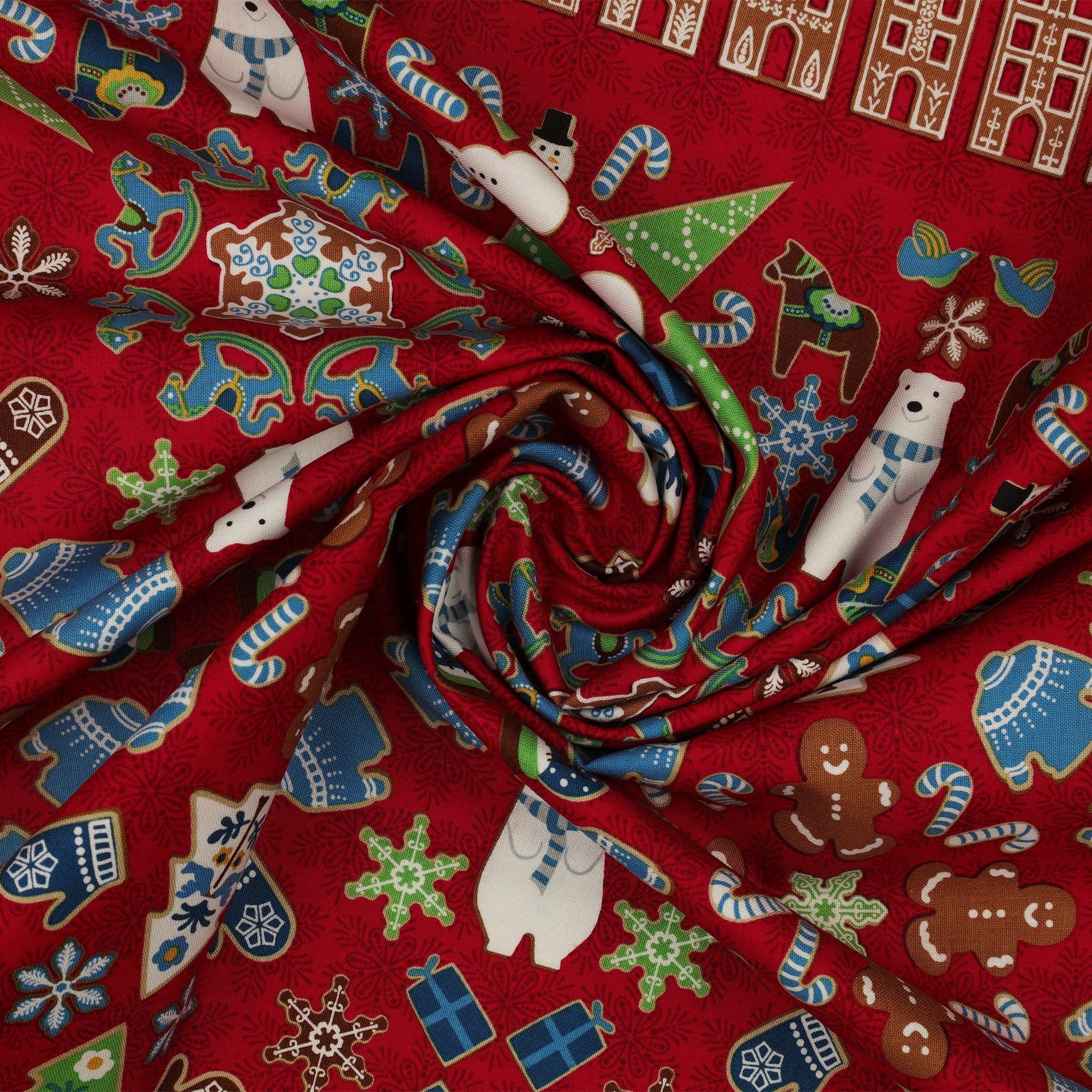 Gingerbread Lane Fabric Collection - Village Square Cranberry - Image 2