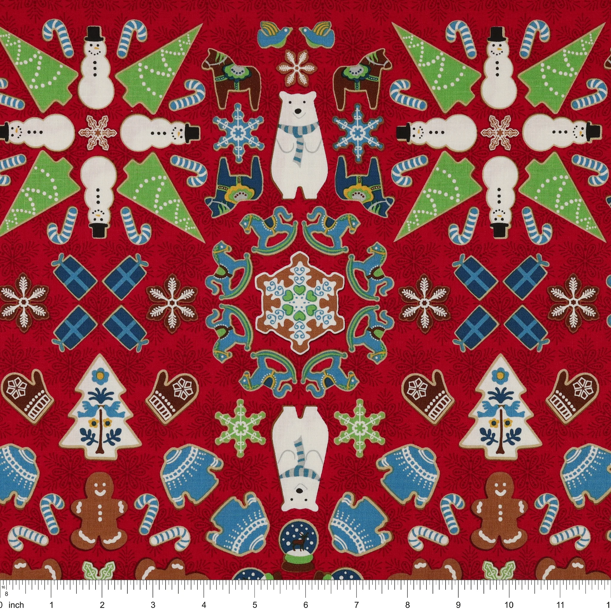 Gingerbread Lane Fabric Collection - Village Square Cranberry - Image 3