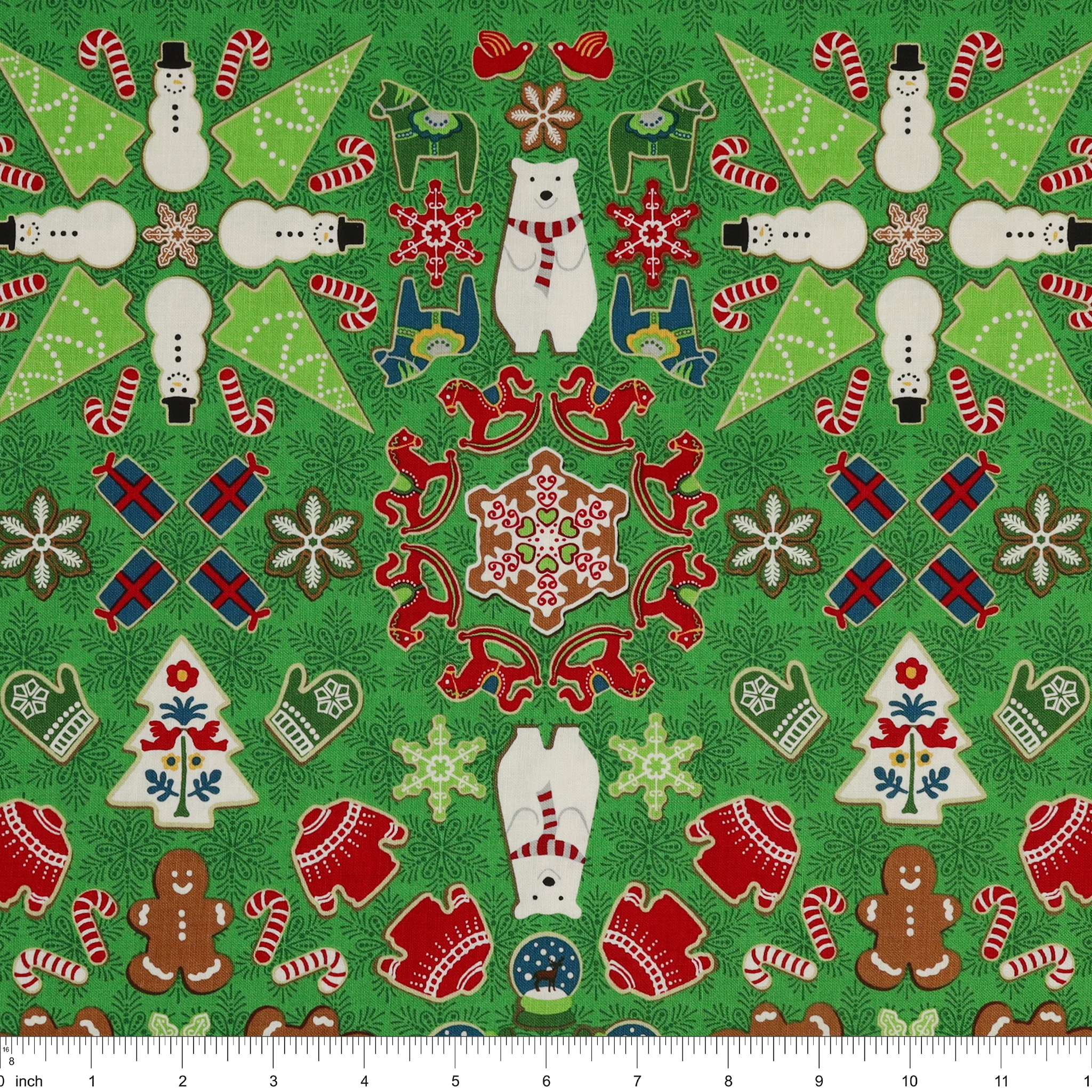 Gingerbread Lane Fabric Collection - Village Square Evergreen - Image 3