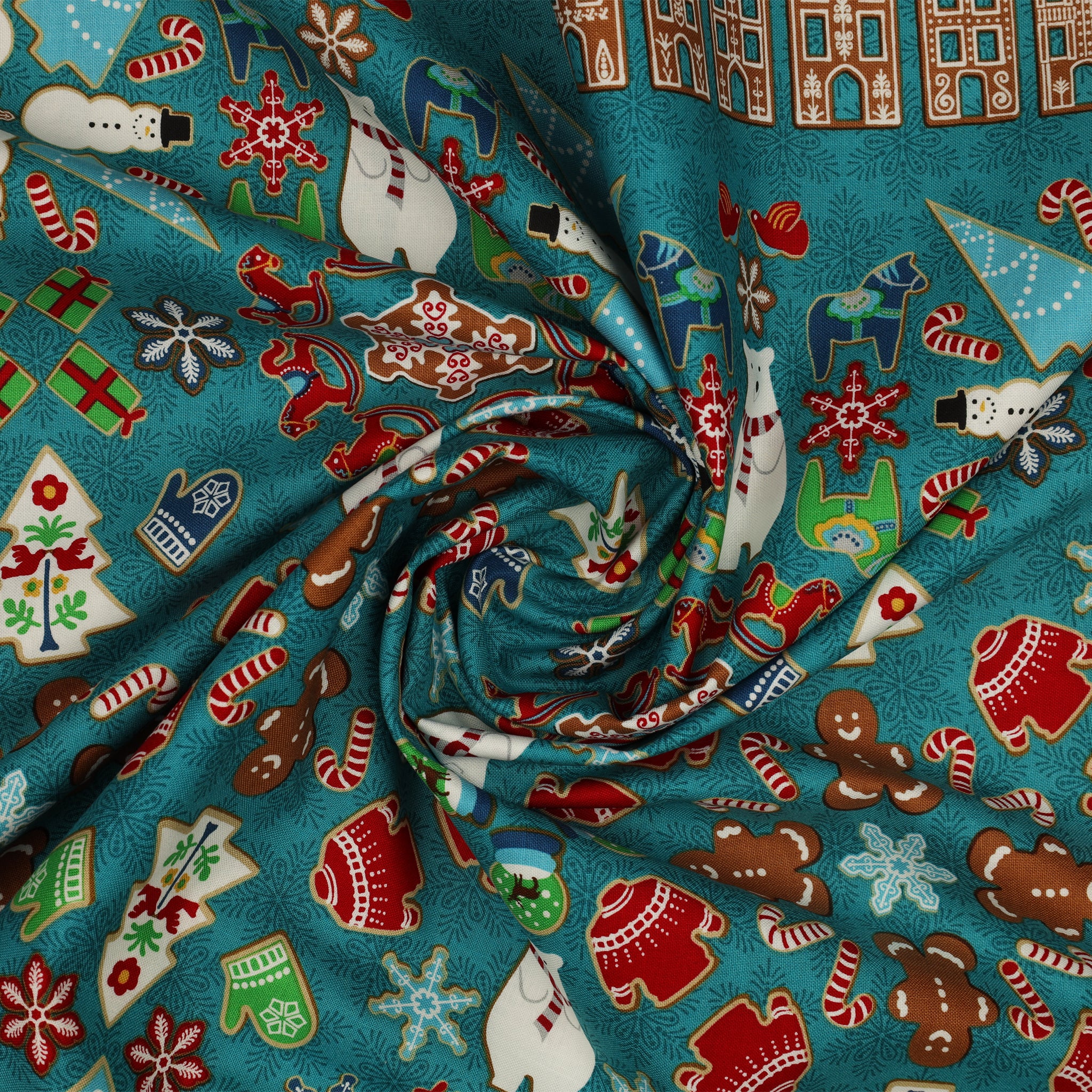 Gingerbread Lane Fabric Collection - Village Square Solstice - Image 2
