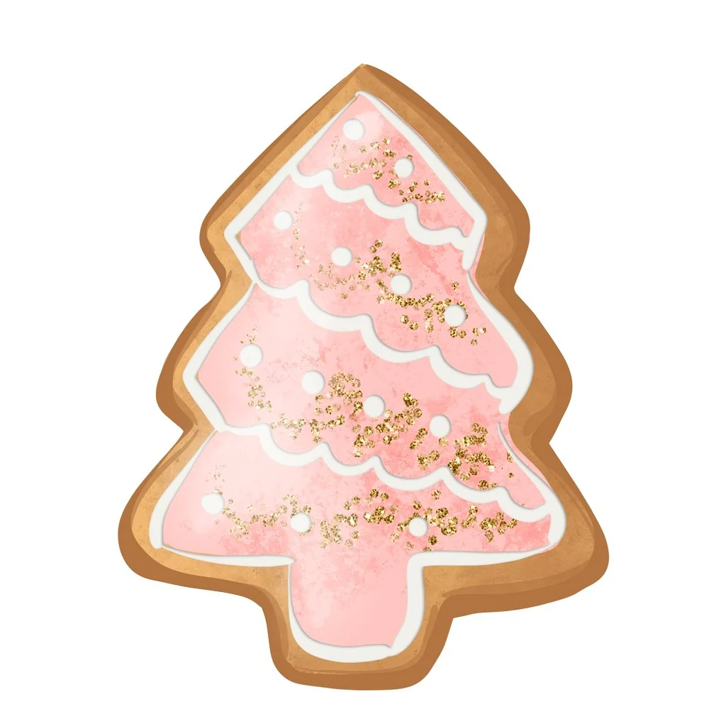 Gingerbread Tree Fabric Panel - Pink