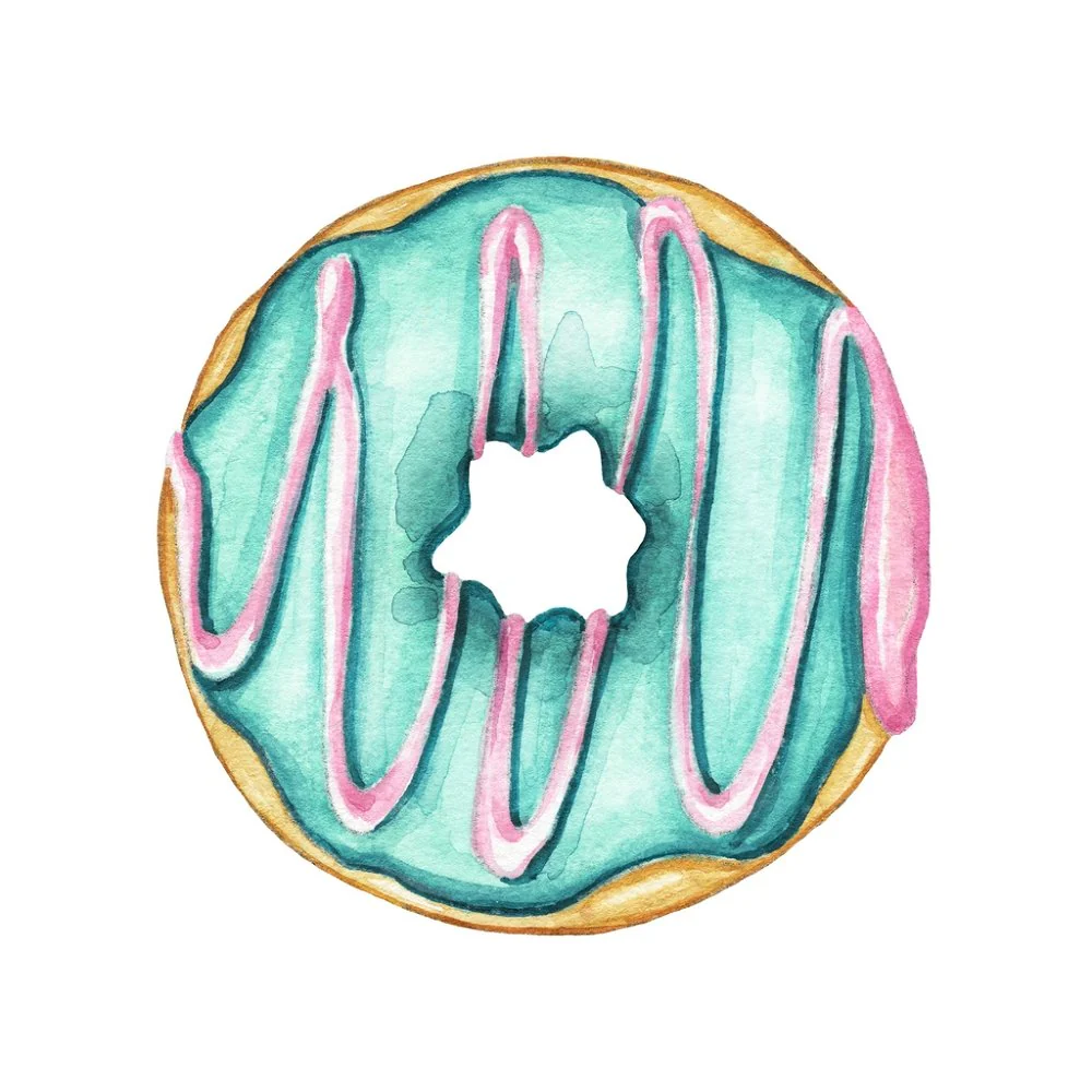 Glazed Doughnut Fabric Panel - Blue