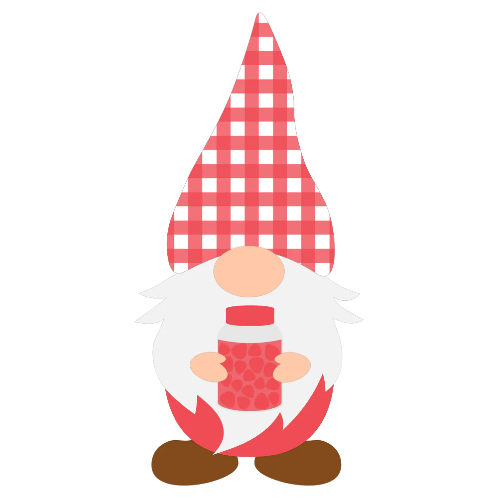 Gnome Holding Strawberry Jam Fabric Panel