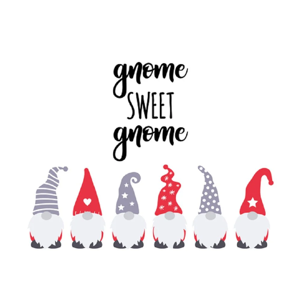 Gnome Sweet Gnome Fabric Panel - White