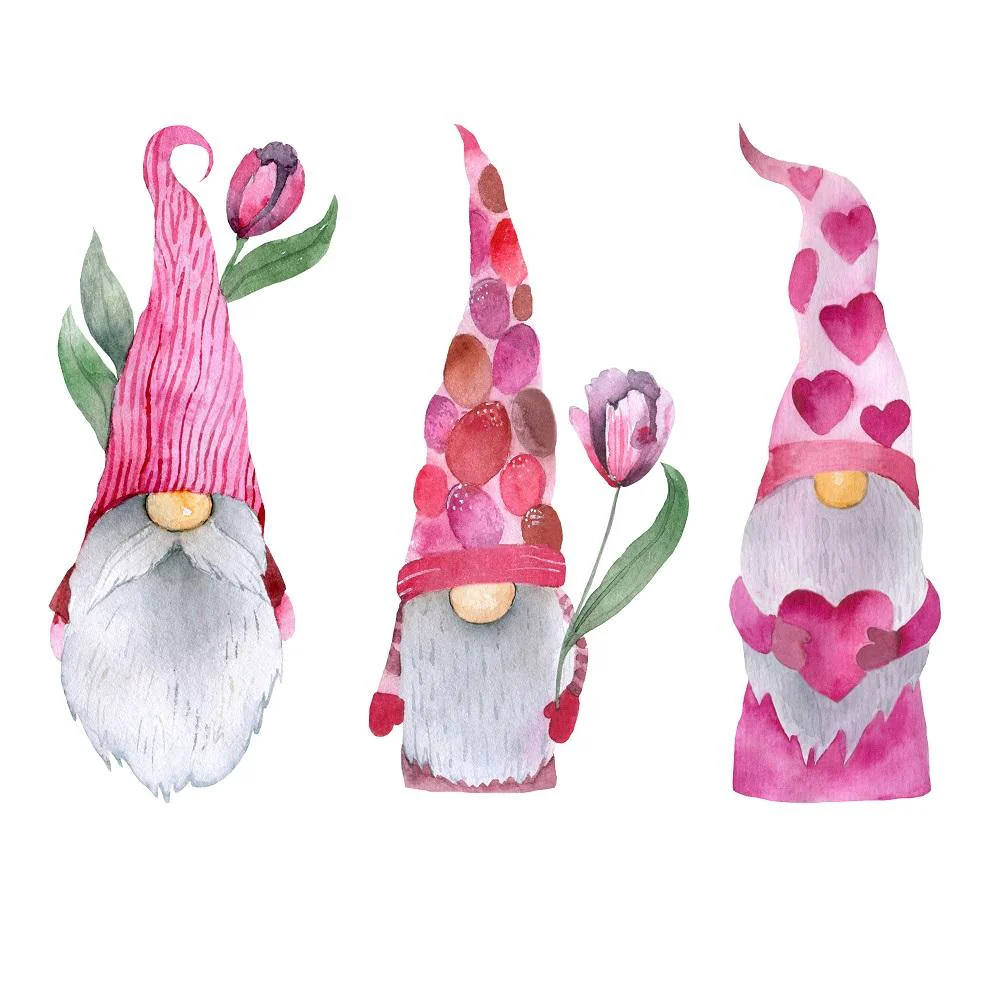 Gnome Valentine Garden Fabric Panel