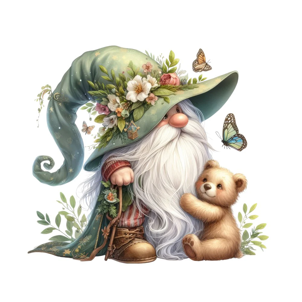 Gnomes & Animals Bear Fabric Panel