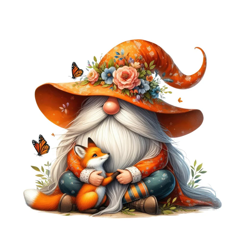 Gnomes & Animals Fox #3 Fabric Panel