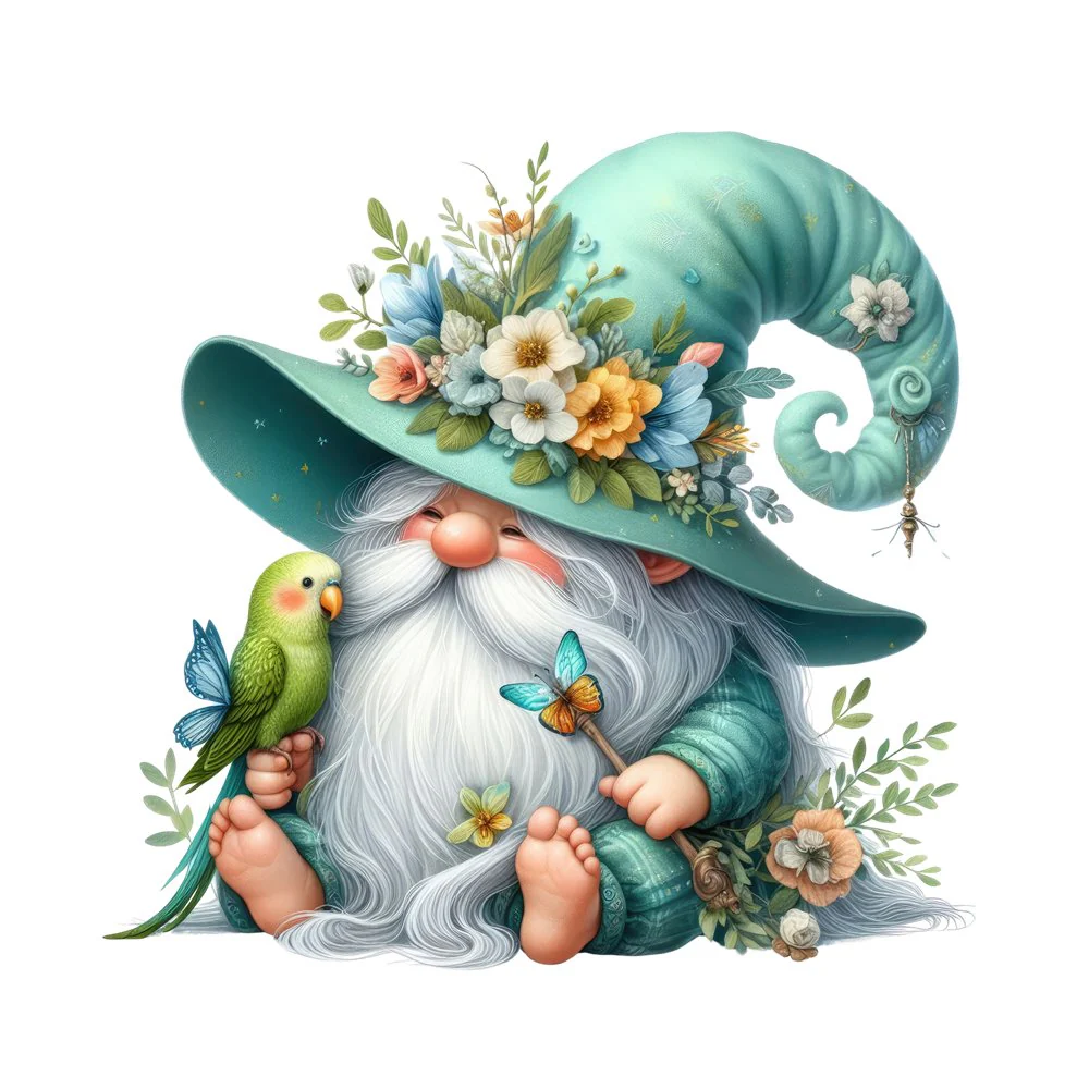 Gnomes & Animals Parrot Fabric Panel