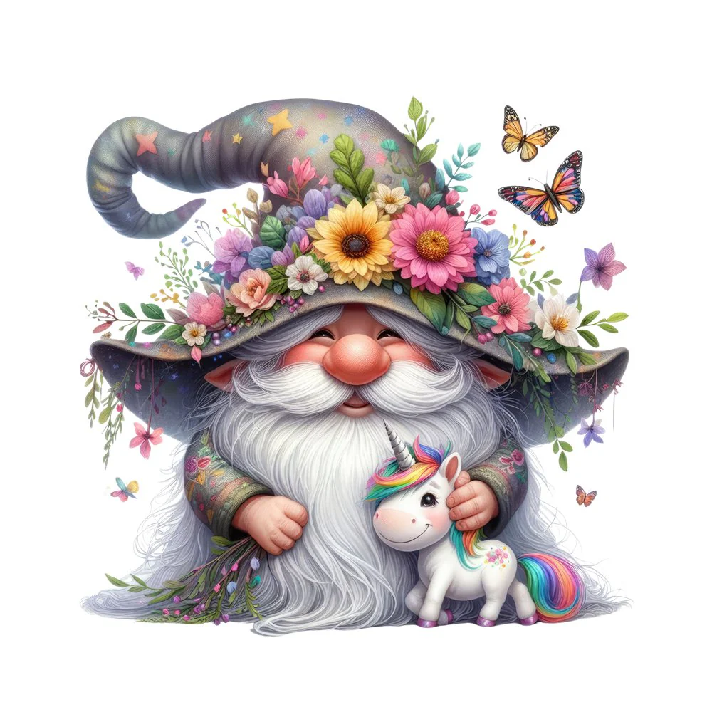 Gnomes & Animals Unicorn #1 Fabric Panel