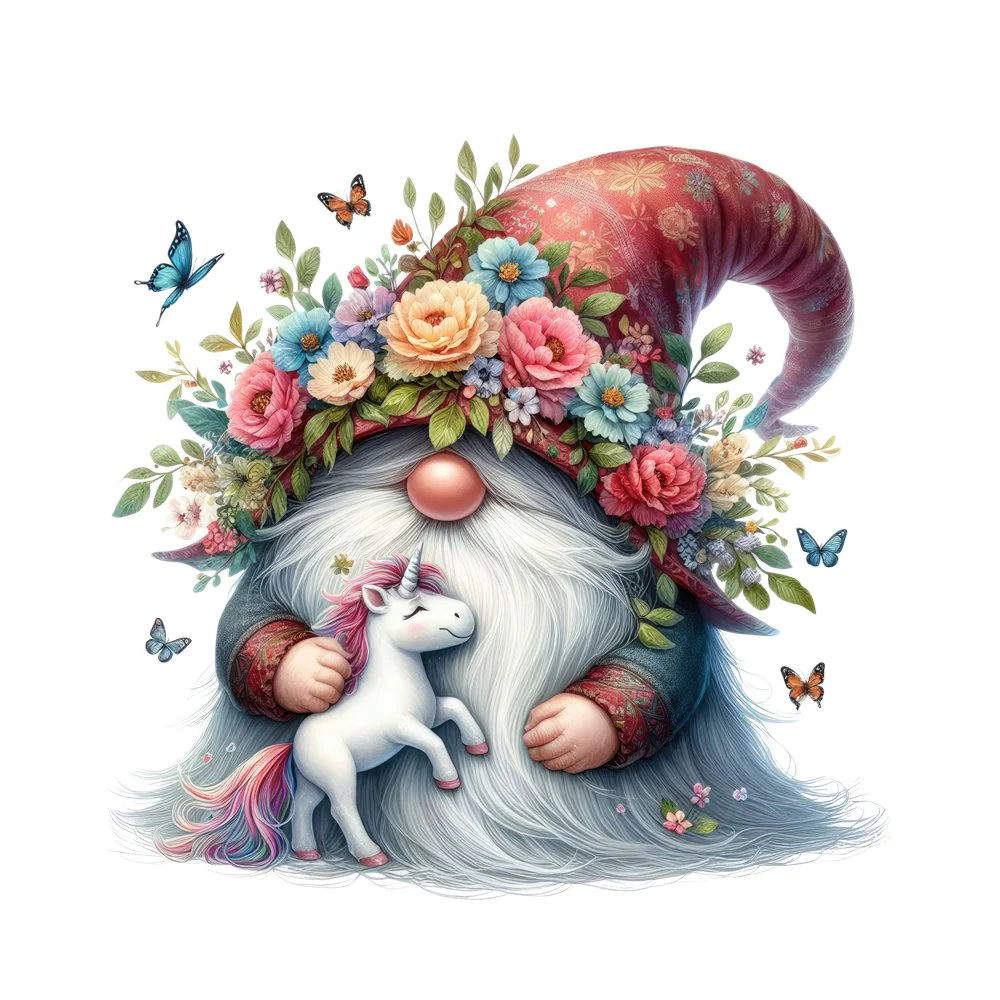Gnomes & Animals Unicorn #2 Fabric Panel