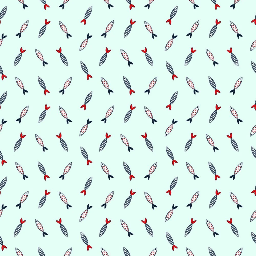 Gnomes At Sea Ornate Fishes Fabric - Green