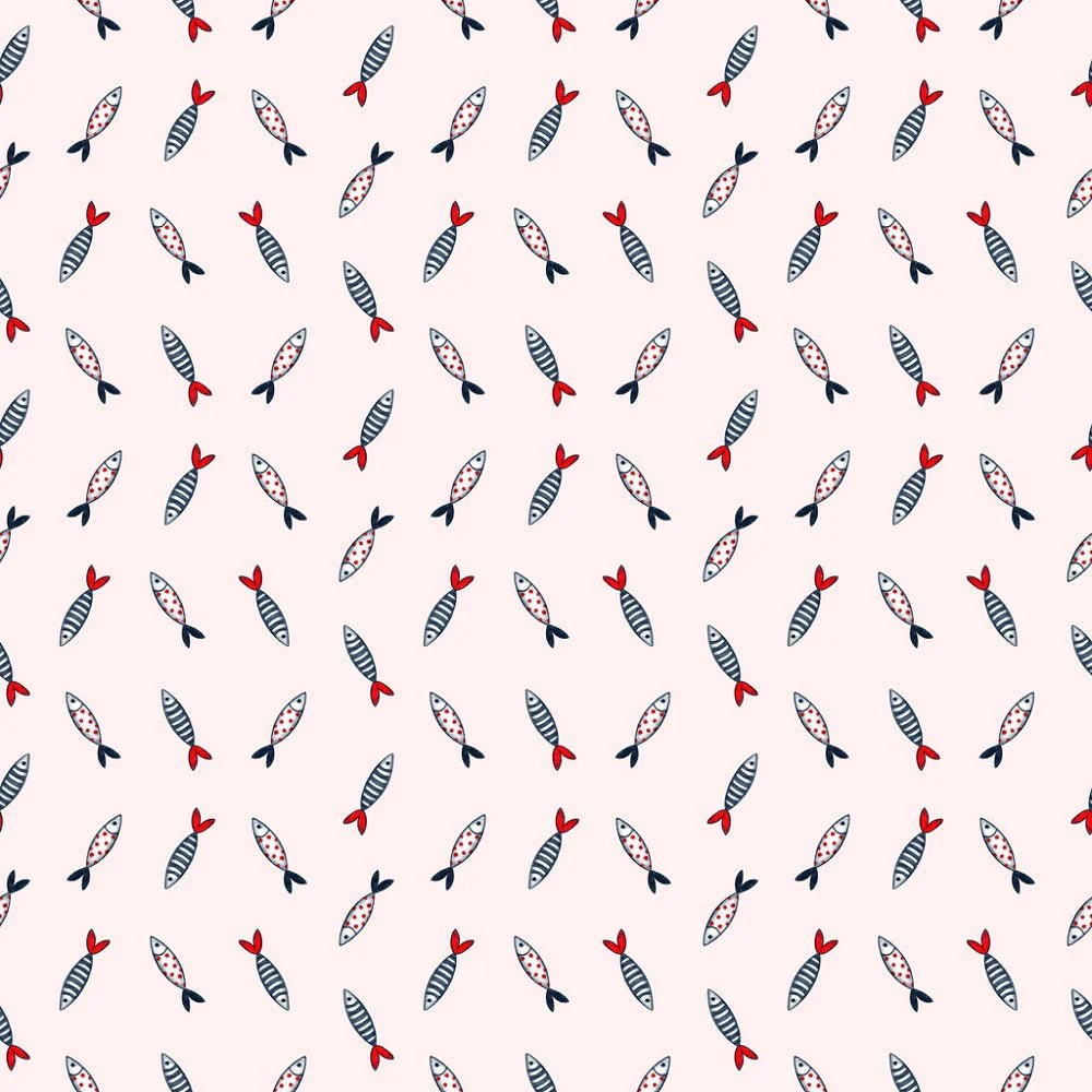 Gnomes At Sea Ornate Fishes Fabric - Pink