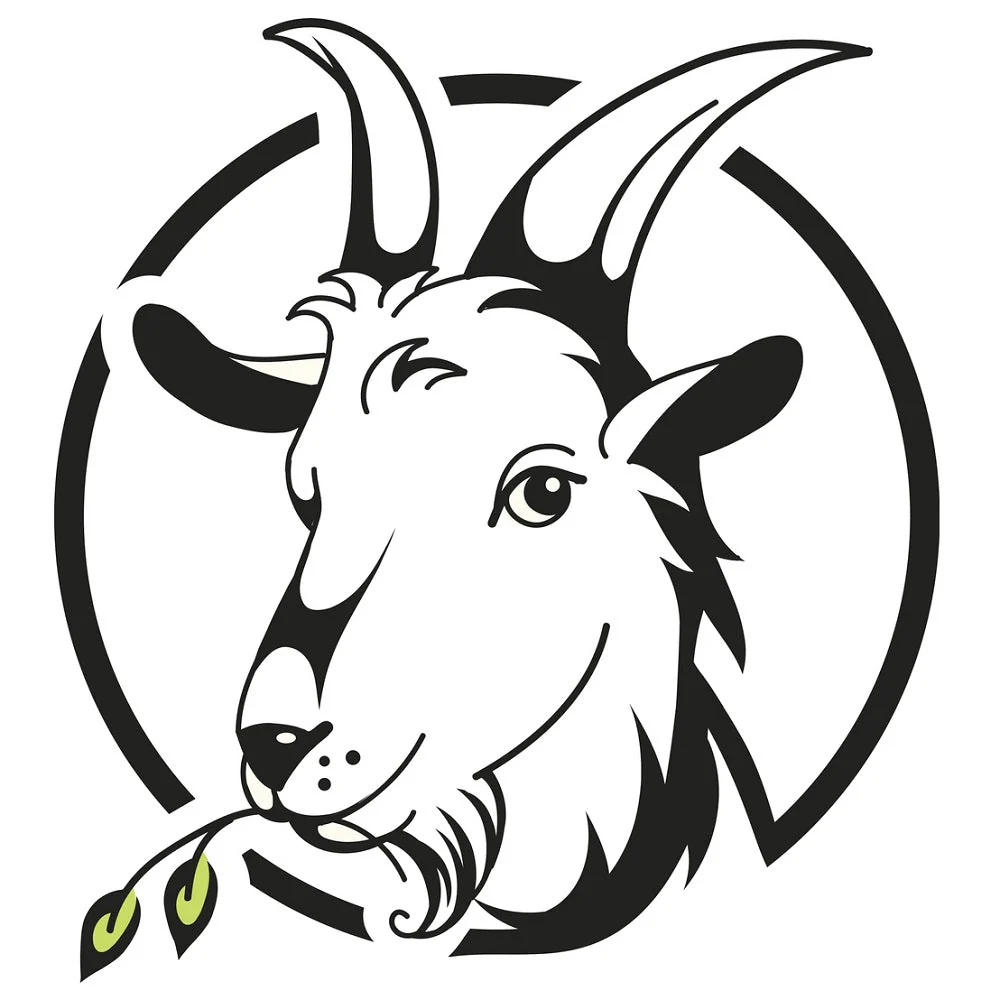 Goat Head with Leaf Fabric Panel - Black/White