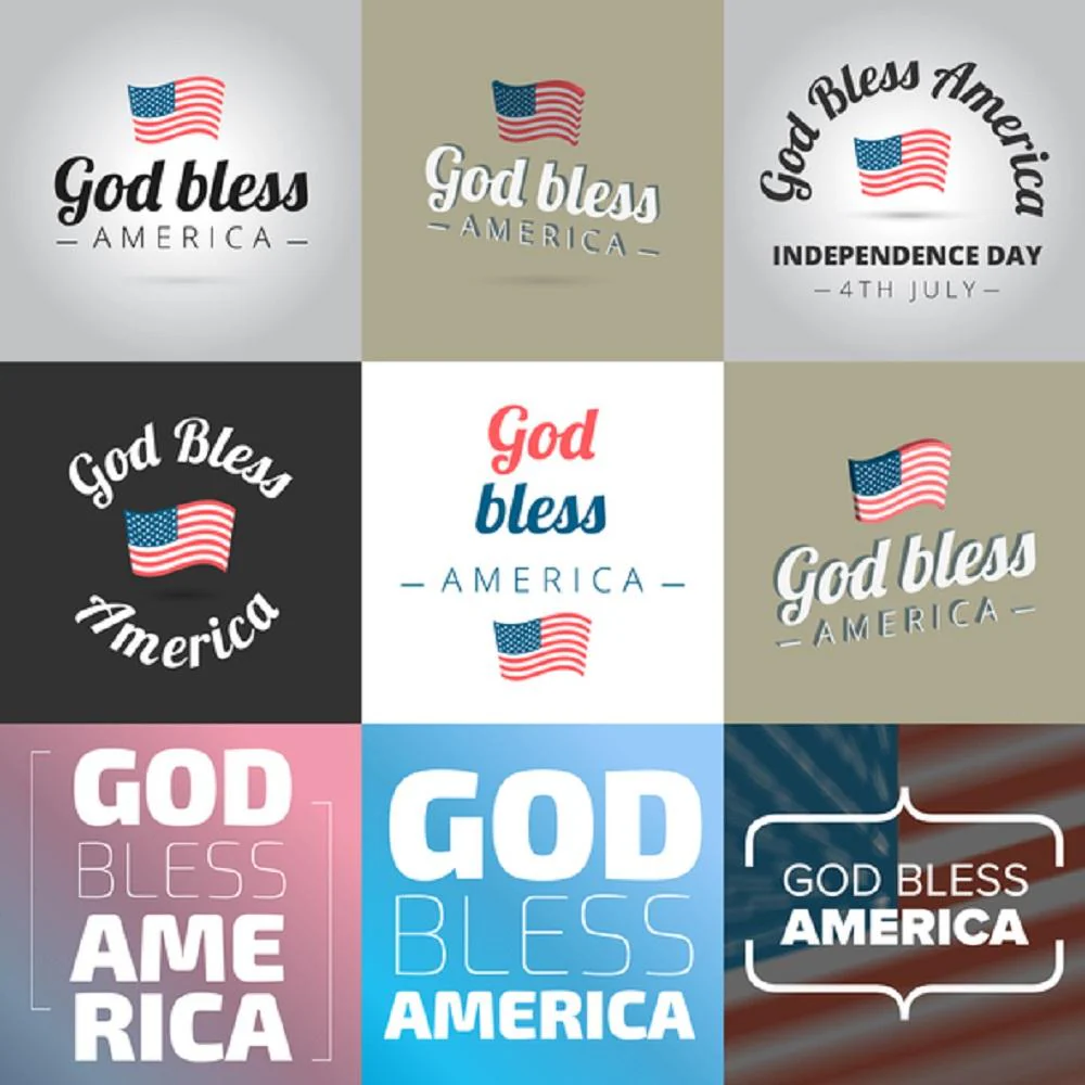 God Bless America Collage Fabric Panel - Multi