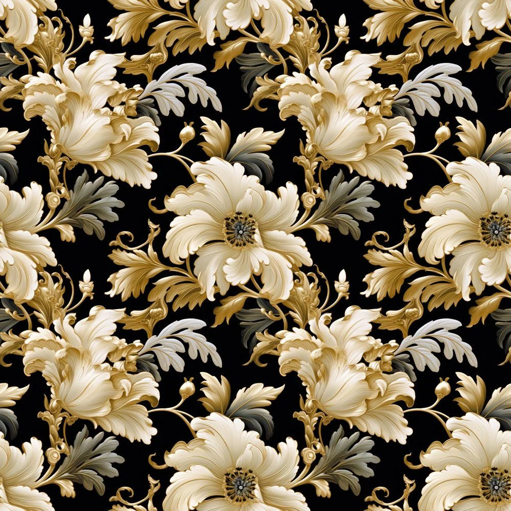 Gold Elegance Floral Fabric