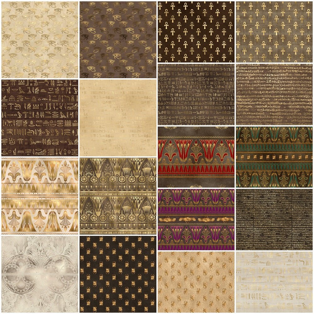 Golden Ancient Egypt Volume #1 Fabric Collection - 1/2 Yard Bundle