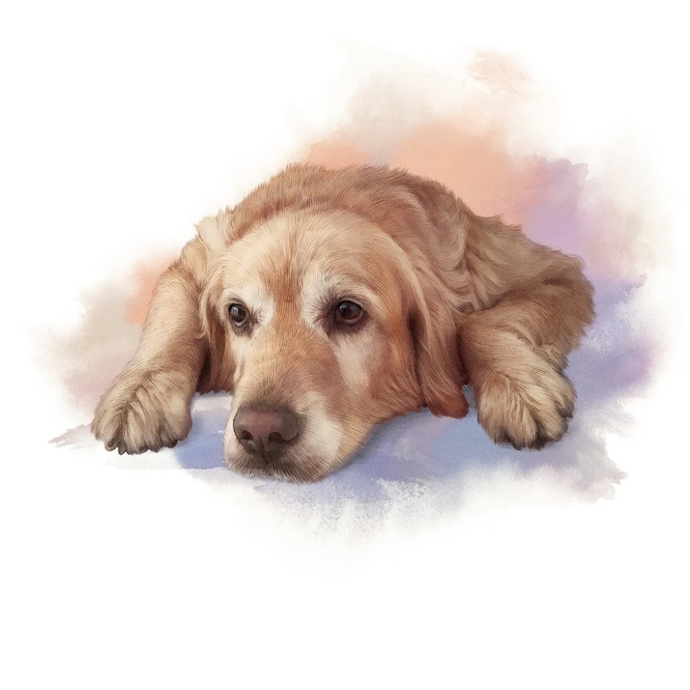 Golden Retriever Portrait Fabric Panel