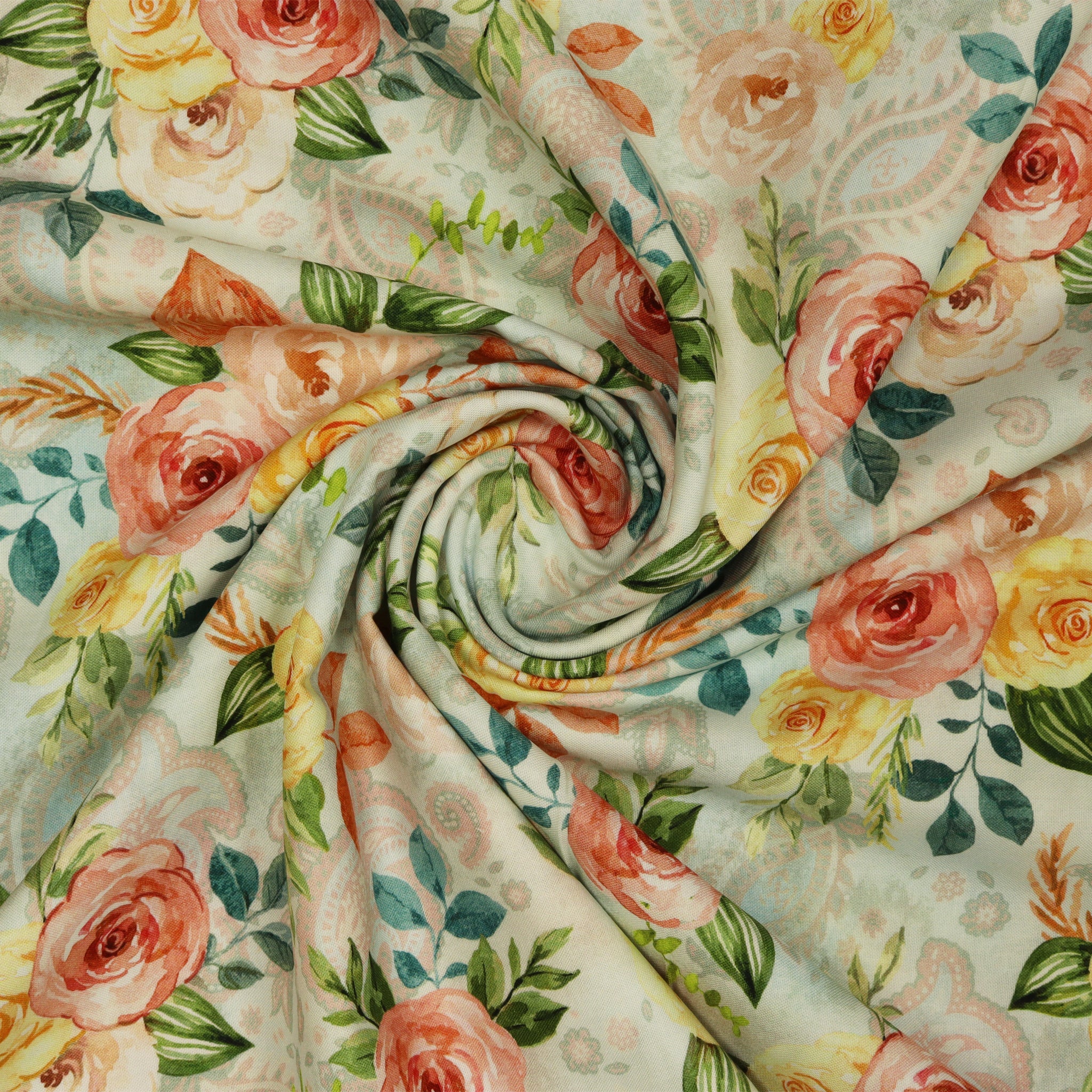 Gone Country 108" Quilt Backing - Country Time Roses Seafoam - Image 2